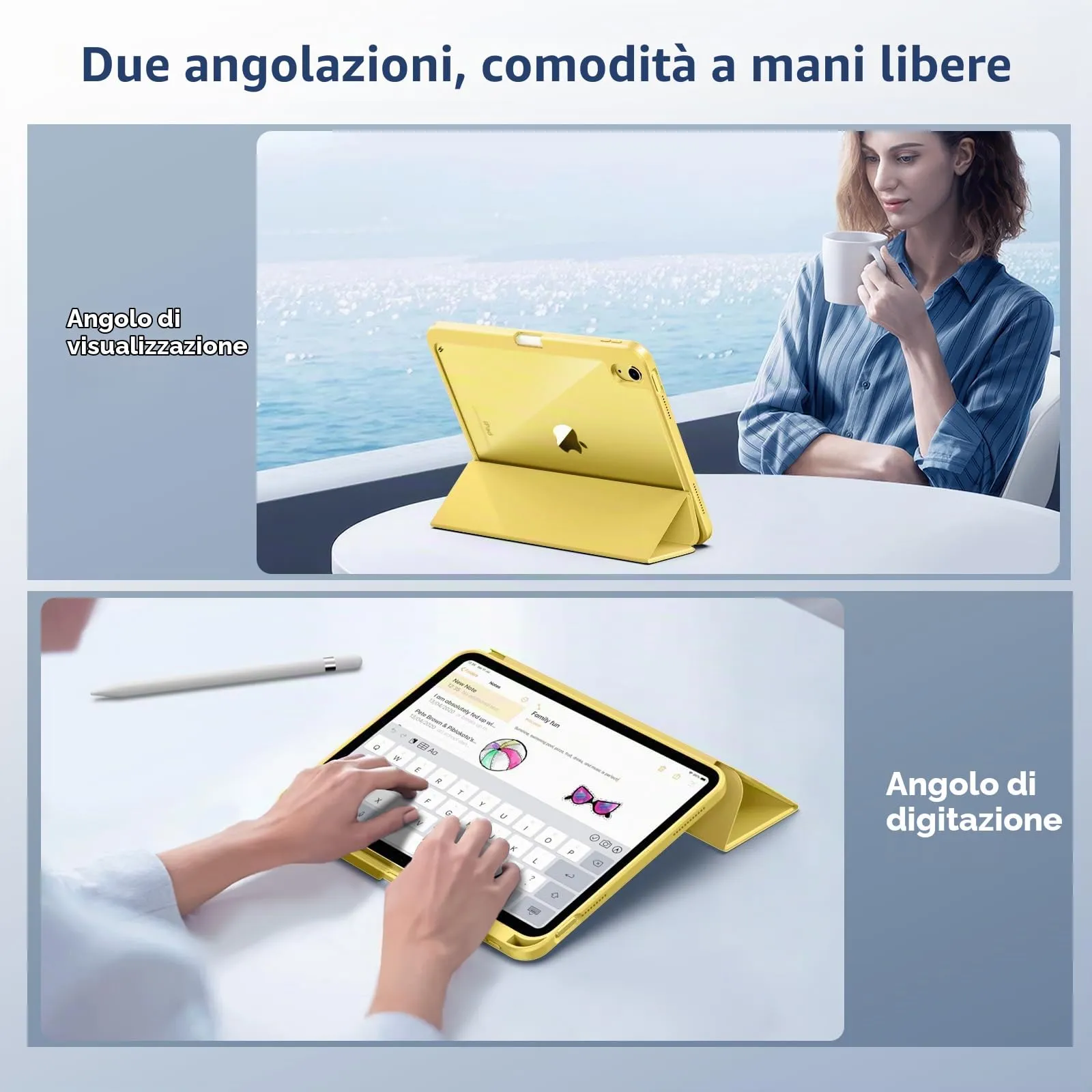 TiMOVO Cover per iPad 11ª Gen 11" e 10ª Gen 10,9", Giallo Chiaro - immagine 7