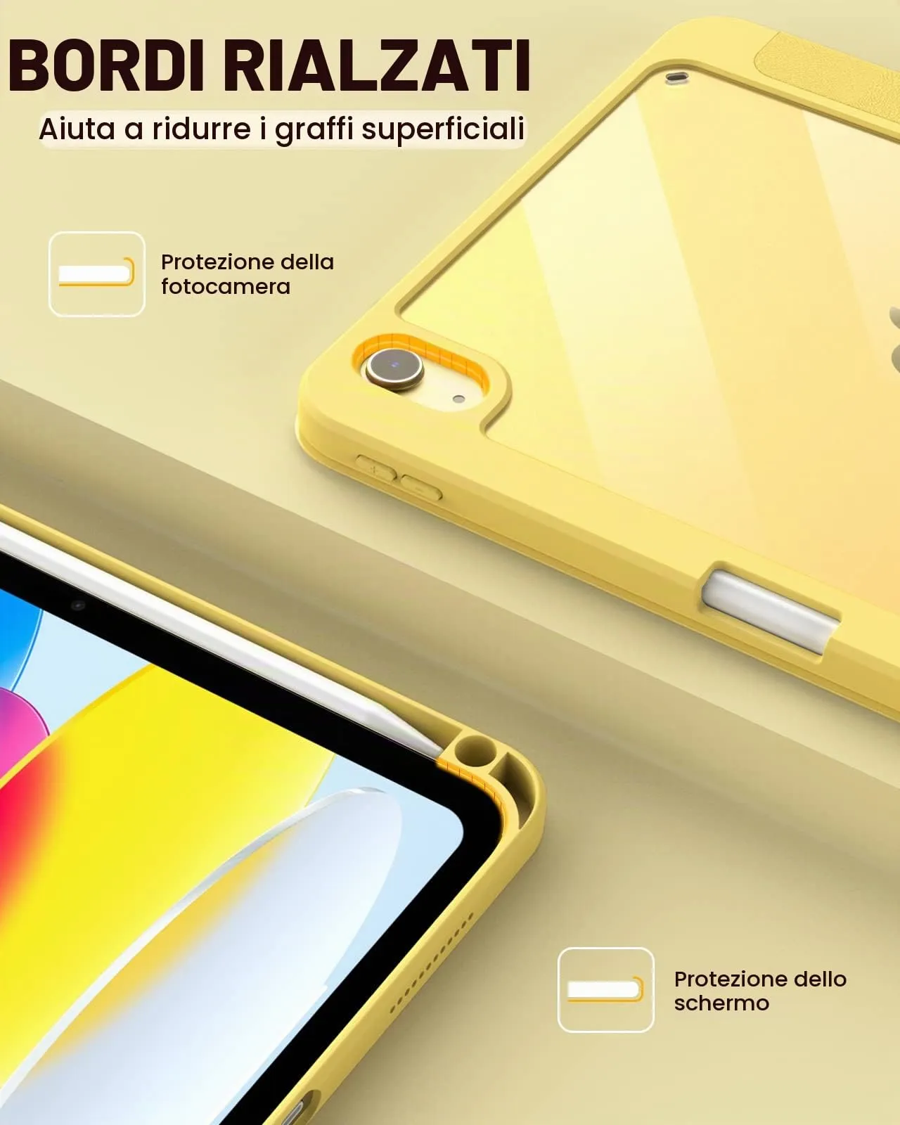 TiMOVO Cover per iPad 11ª Gen 11" e 10ª Gen 10,9", Giallo Chiaro - immagine 9