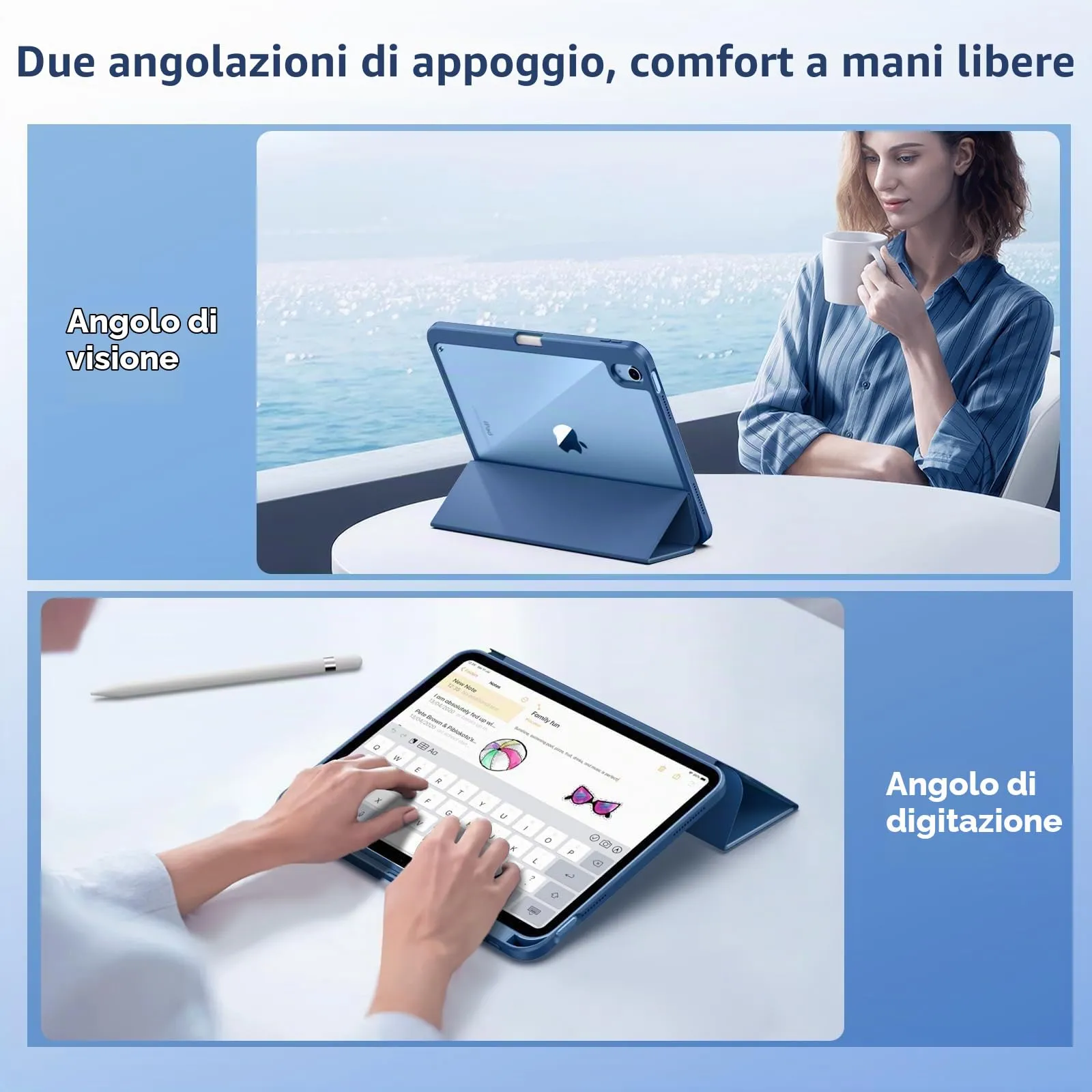 TiMOVO Cover per iPad 11. Gen 11" e 10. Gen 10,9", Grigio Blu - immagine 7