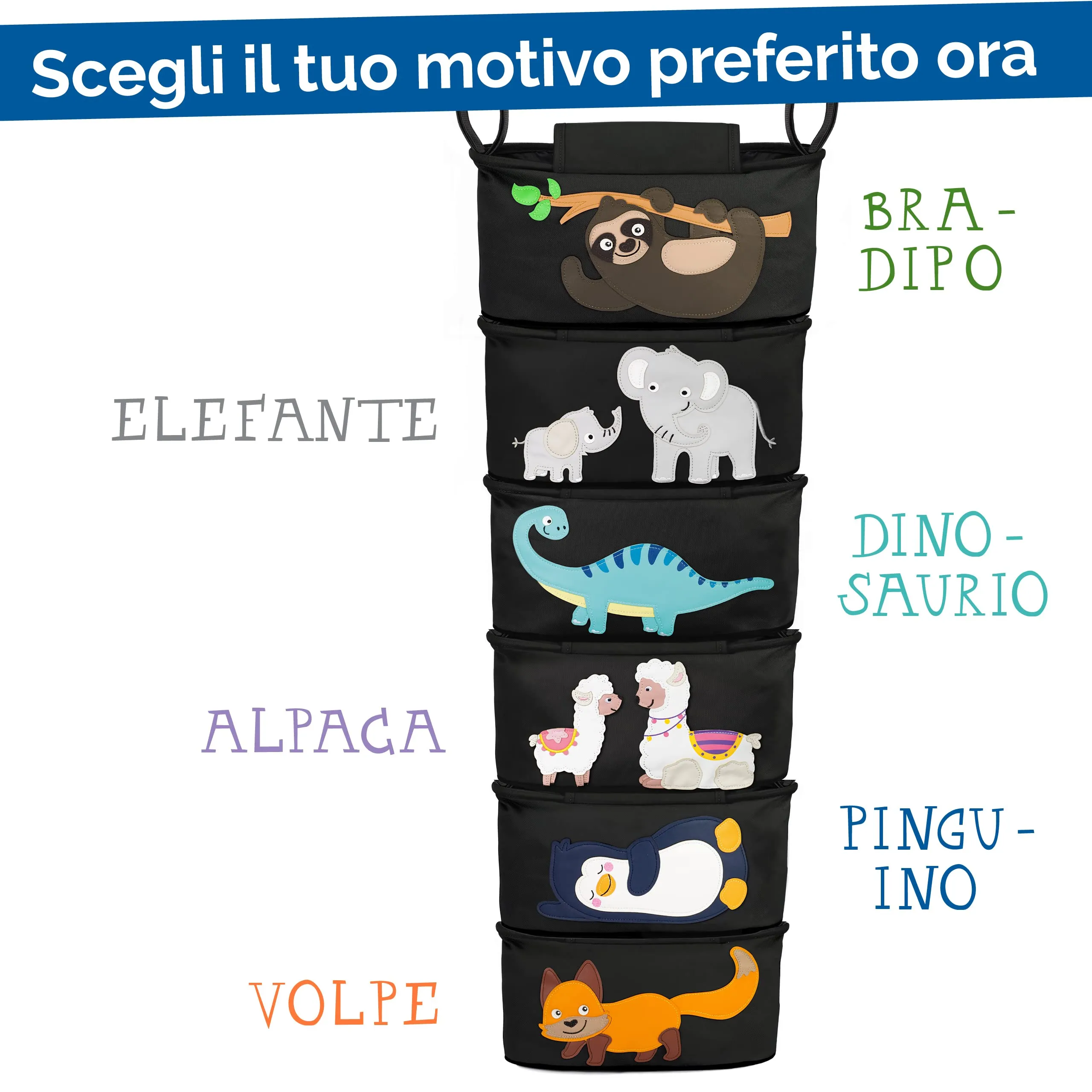 GLÜCKSWOLKE Borsa Organizer per Passeggino con Dispenser per Salviette, Motivo Pinguino, Nero - immagine 7