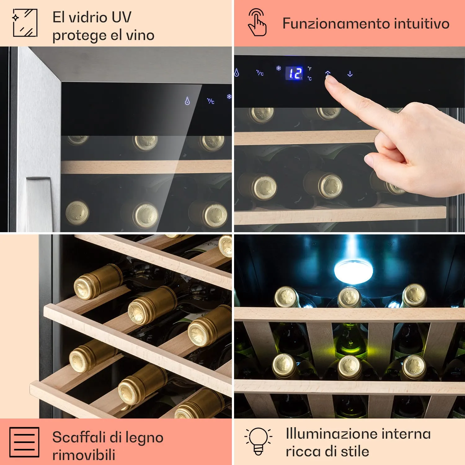 Klarstein Cantinetta Vino a Zona Singola, 4-18°C, 36 Bottiglie - immagine 5