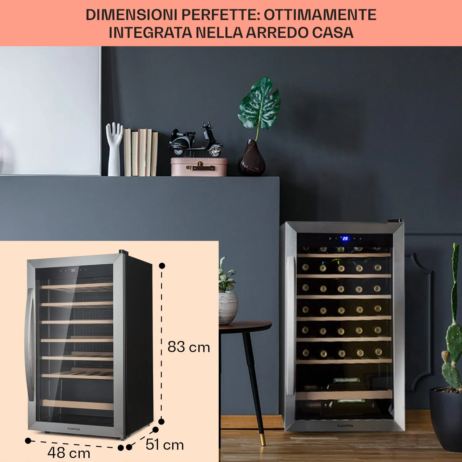 Klarstein Cantinetta Vino a Zona Singola, 4-18°C, 36 Bottiglie - immagine 6