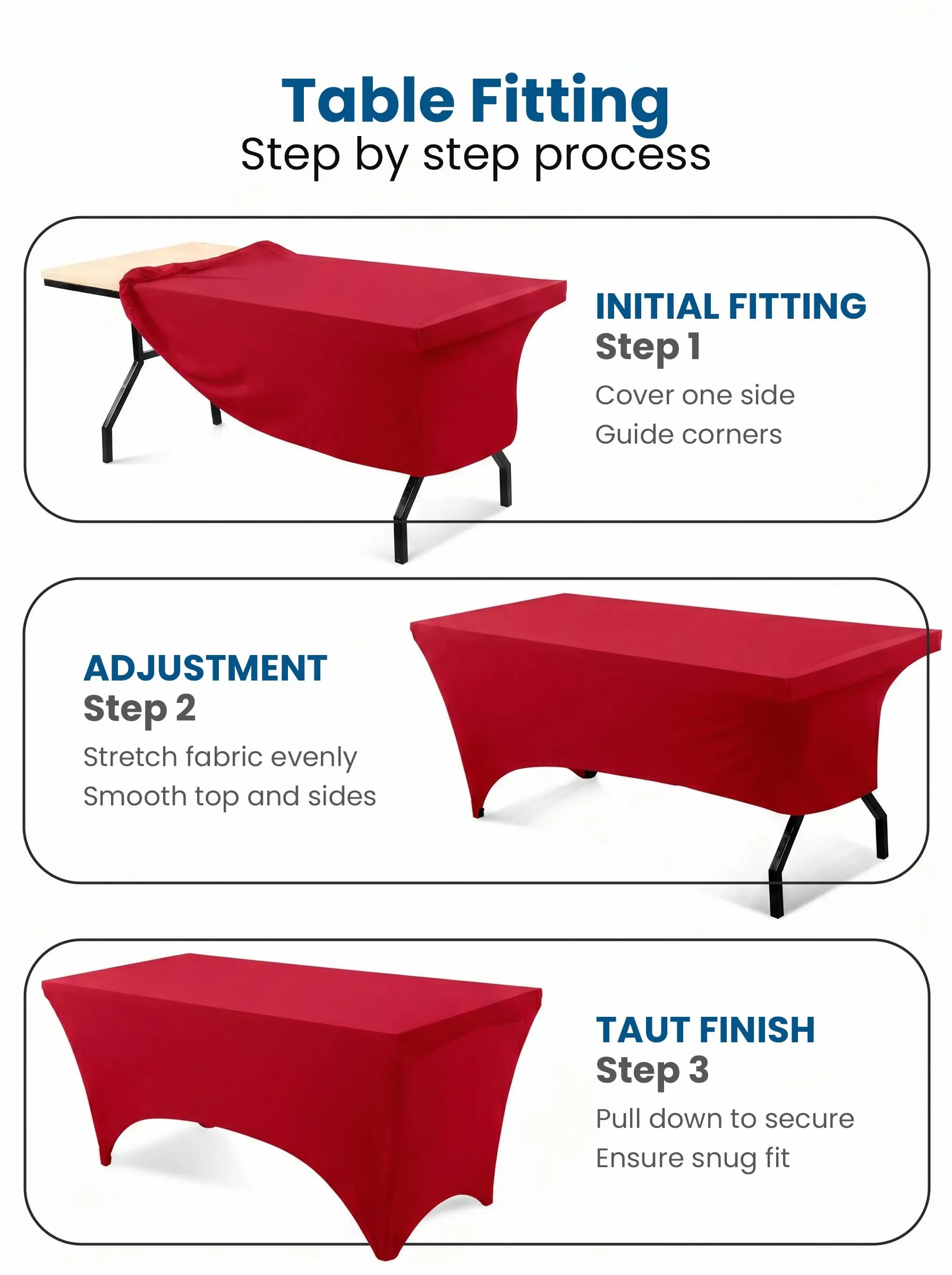 Utopia Kitchen Tovaglia Estensibile in Poliestere e Spandex, 8 Piedi (244 cm), Rosso, Confezione da 2 - immagine 2