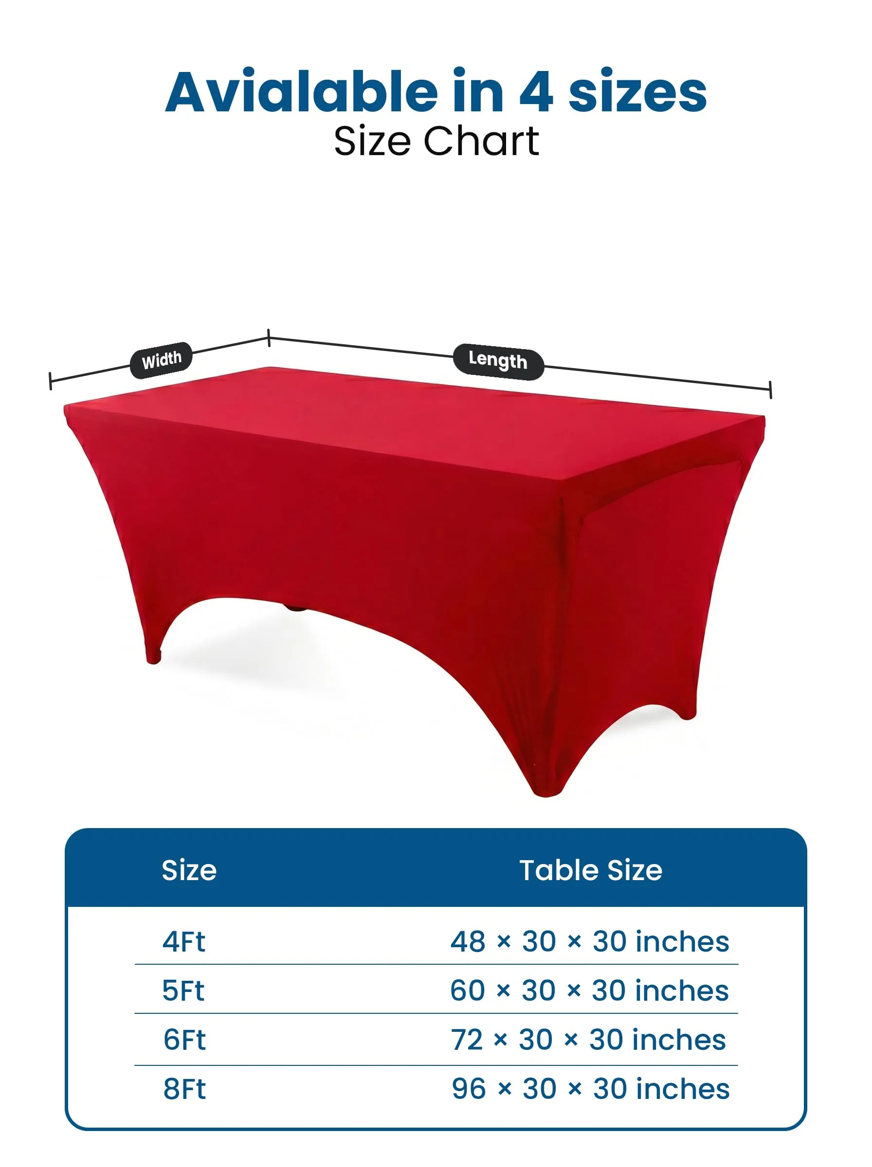 Utopia Kitchen Tovaglia Estensibile in Poliestere e Spandex, 4 Piedi (122 cm), Rosso, Confezione da 2 - immagine 3