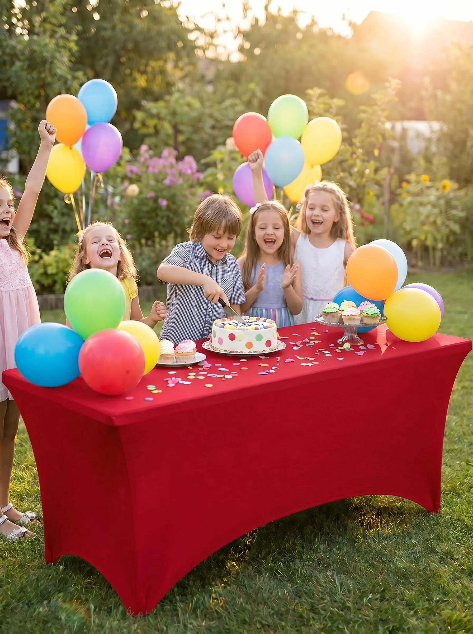 Utopia Kitchen Tovaglia Estensibile in Poliestere e Spandex, 4 Piedi (122 cm), Rosso, Confezione da 2 - immagine 6