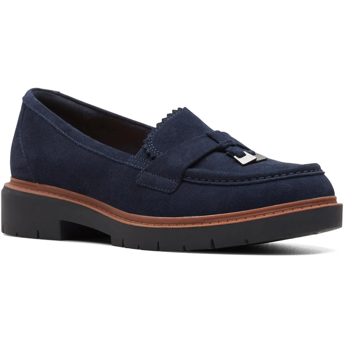 Clarks Westlynn Bella Slipper da Donna, Velluto Blu Navy, 37 EU Larga - immagine 2