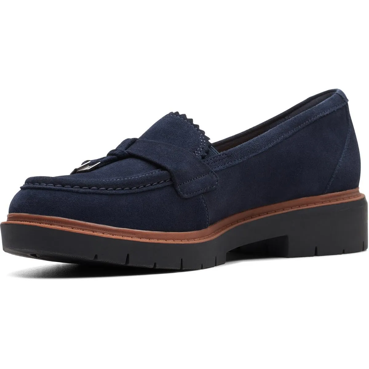 Clarks Westlynn Bella Slipper da Donna, Velluto Blu Navy, 37 EU Larga - immagine 4
