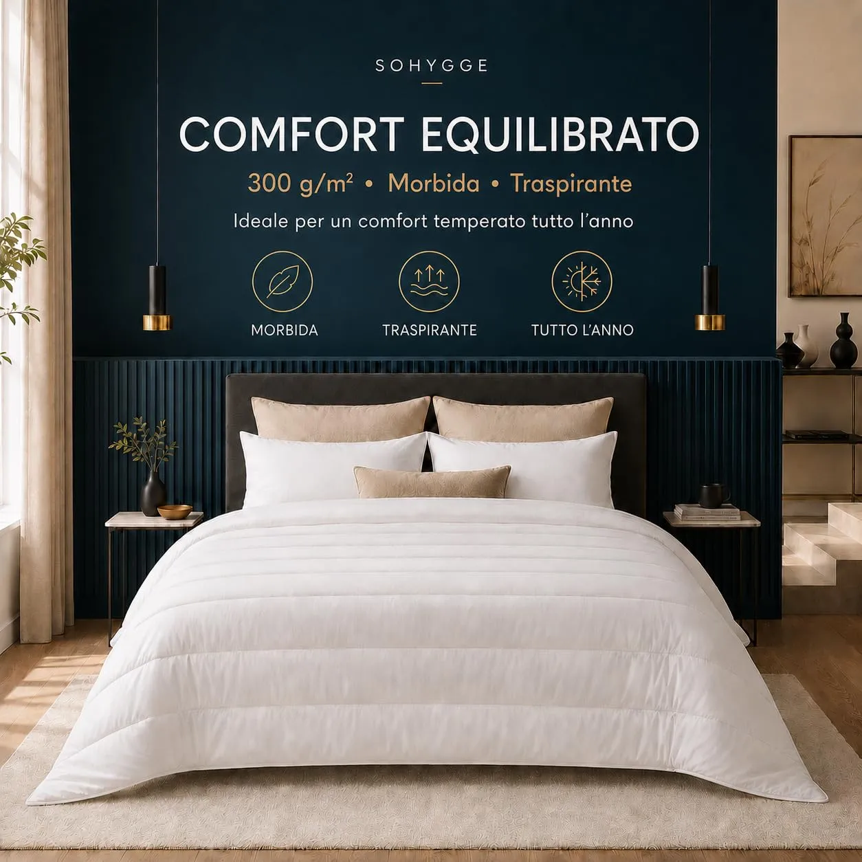 SOHYGGE Piumone Matrimoniale Invernale 200 x 200 cm 100% Microfibra 300 GSM - immagine 2