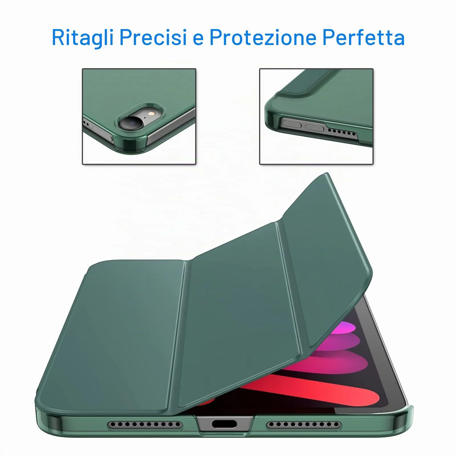 JETech Custodia per iPad mini A17 Pro / 6ª Gen, Verde Nebbioso - immagine 3