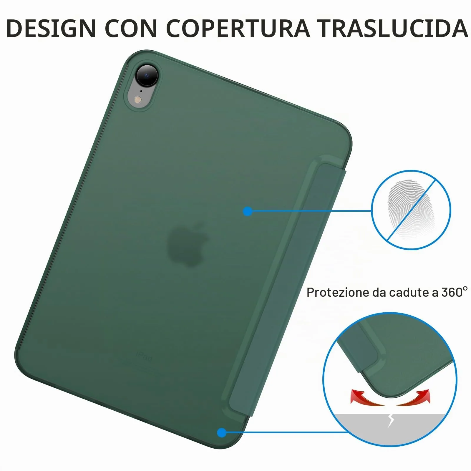 JETech Custodia per iPad mini A17 Pro / 6ª Gen, Verde Nebbioso - immagine 4