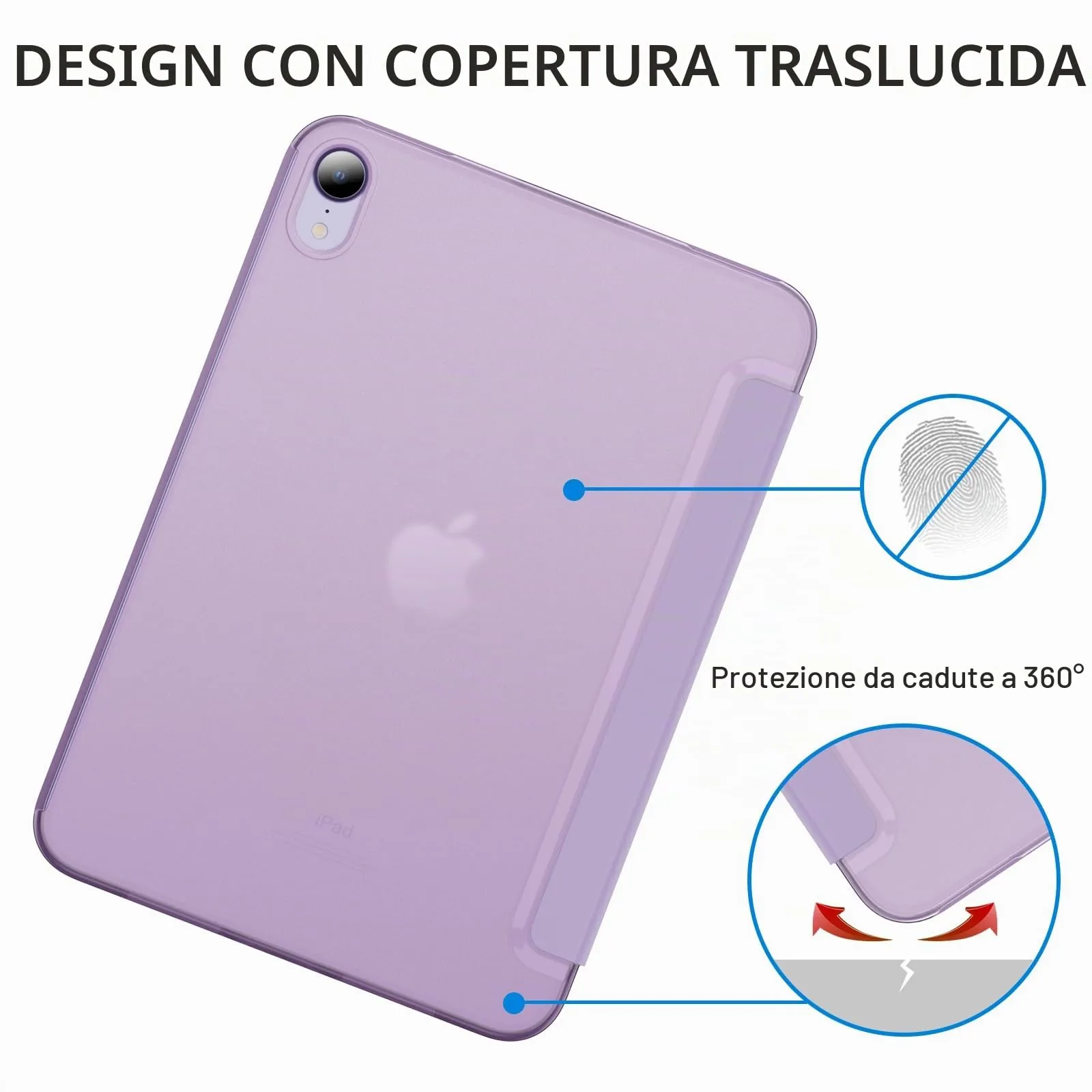 JETech Custodia per iPad mini A17 Pro/6ª Gen, Viola Chiaro - immagine 4