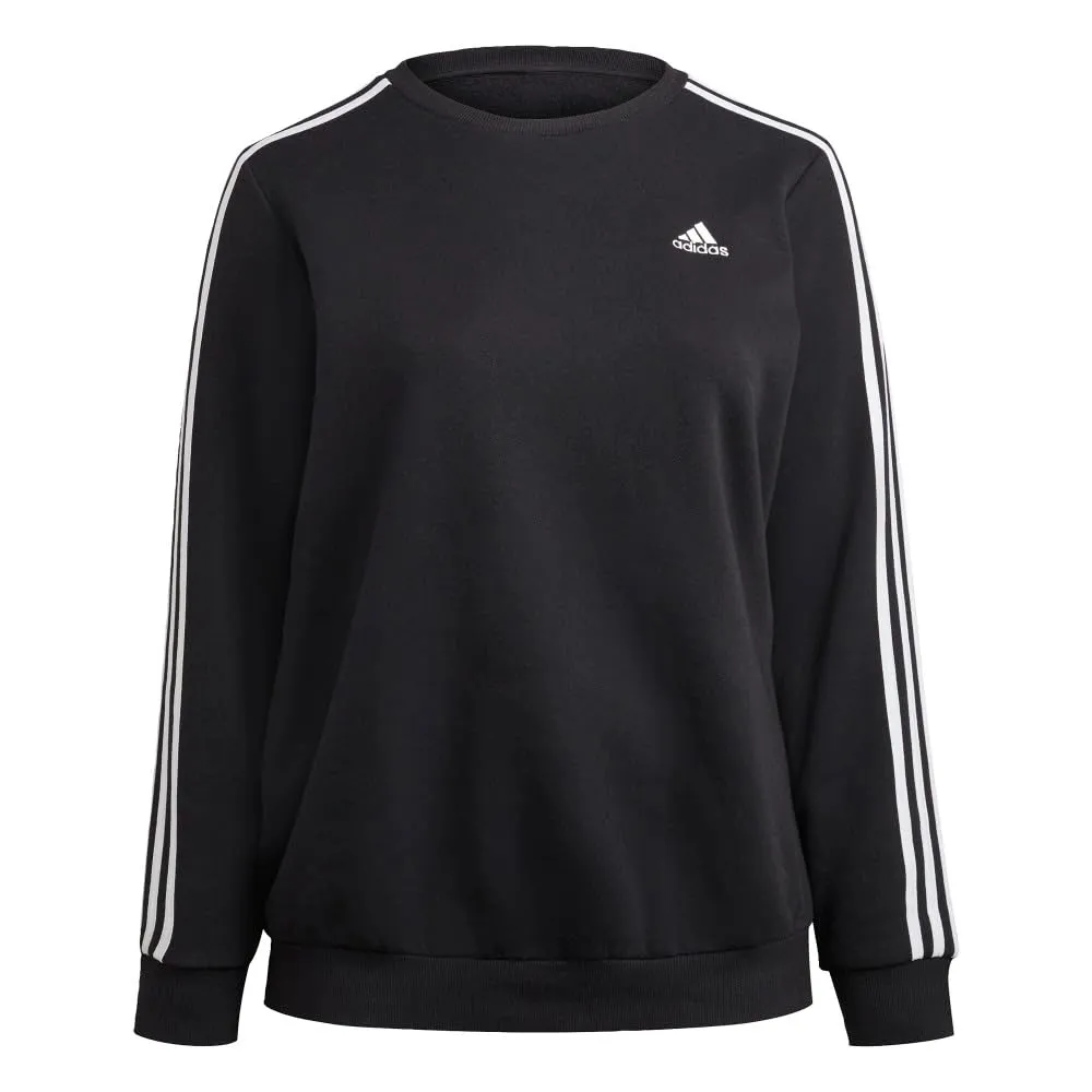 adidas Women's Plus Size Essentials 3-Stripes Fleece Sweatshirt, Black/White, 2X - immagine 1