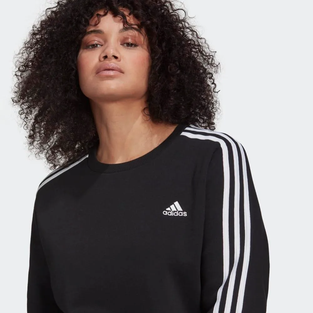 adidas Women's Plus Size Essentials 3-Stripes Fleece Sweatshirt, Black/White, 2X - immagine 2