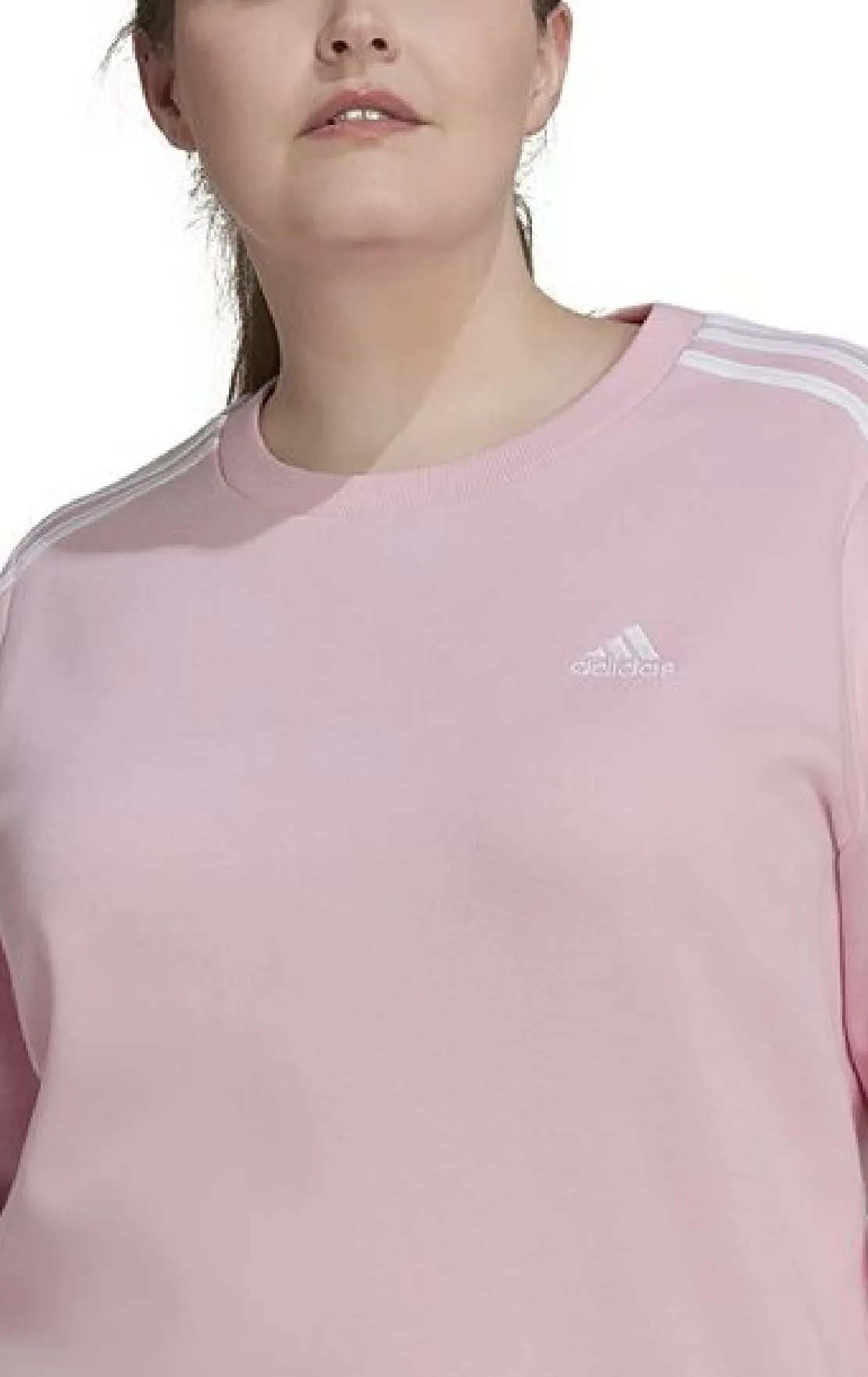 adidas Essentials 3-Streifen Fleece Sweatshirt, Halo Blush/Bianco, M Donna - immagine 4