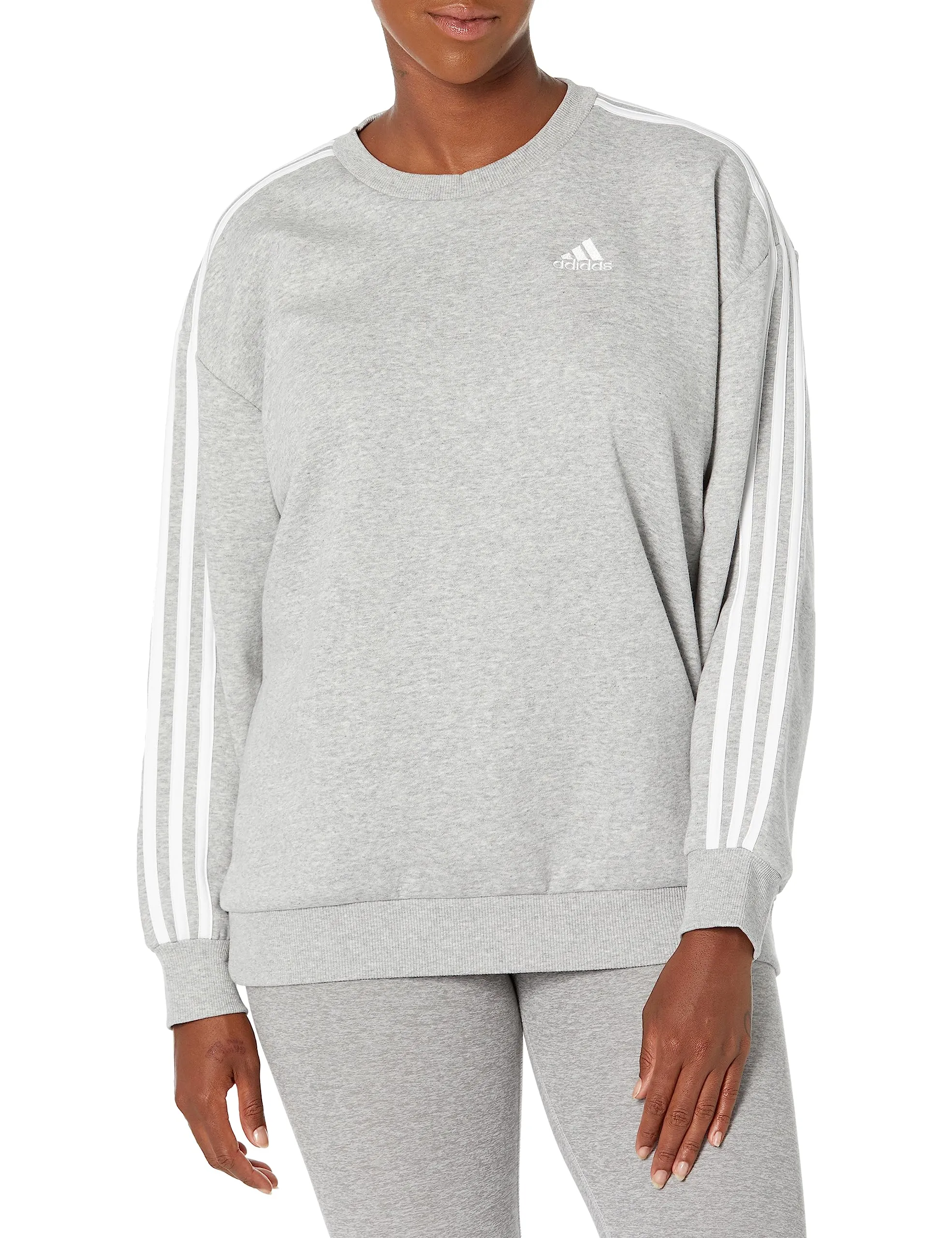 adidas Essentials Felpa in pile oversize da donna con 3 strisce, XXS-XS - immagine 1