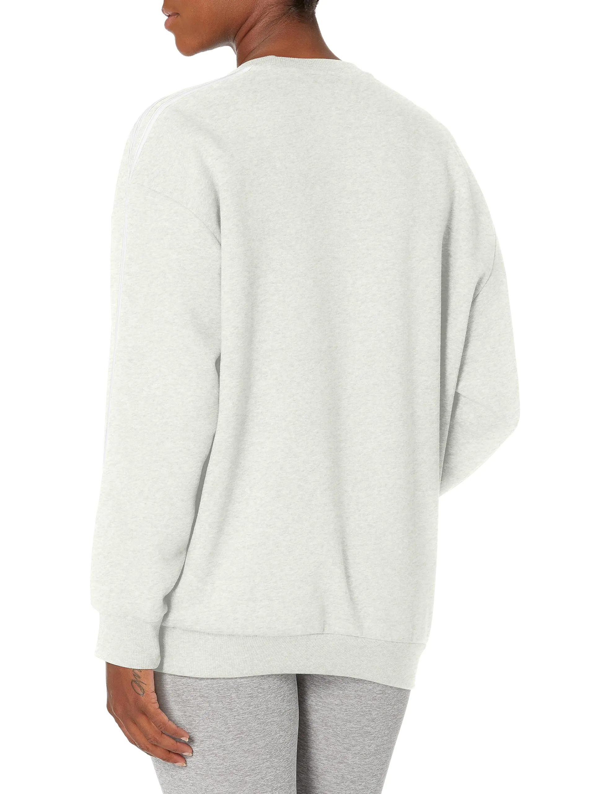 Adidas Felpa da Donna in Pile Essentials con 3 Strisce, Bianco Sporco Melange/Bianco, XS - immagine 2
