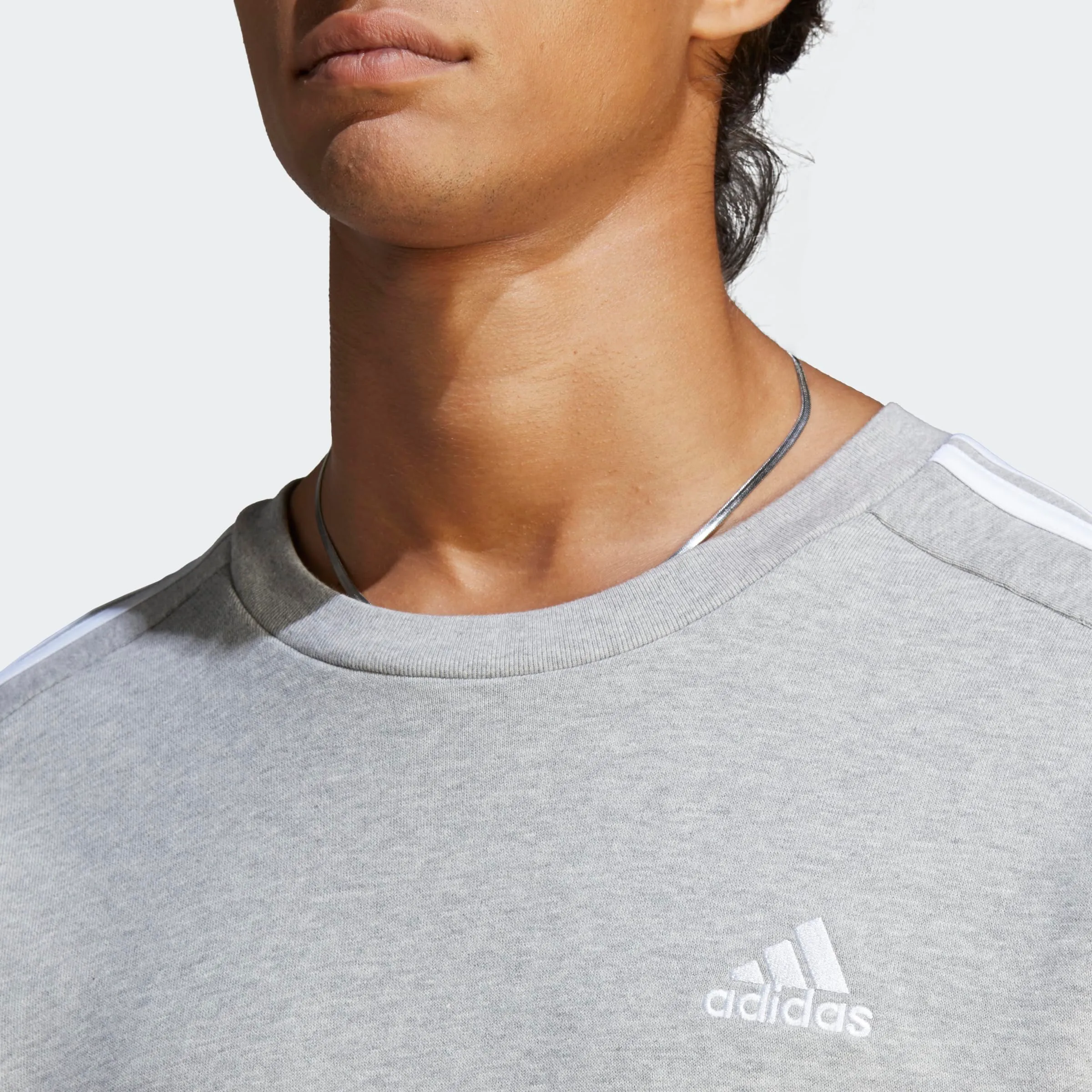 adidas Essentials French Terry 3-Stripes Sweatshirt - Medium Grey Heather, M - immagine 4