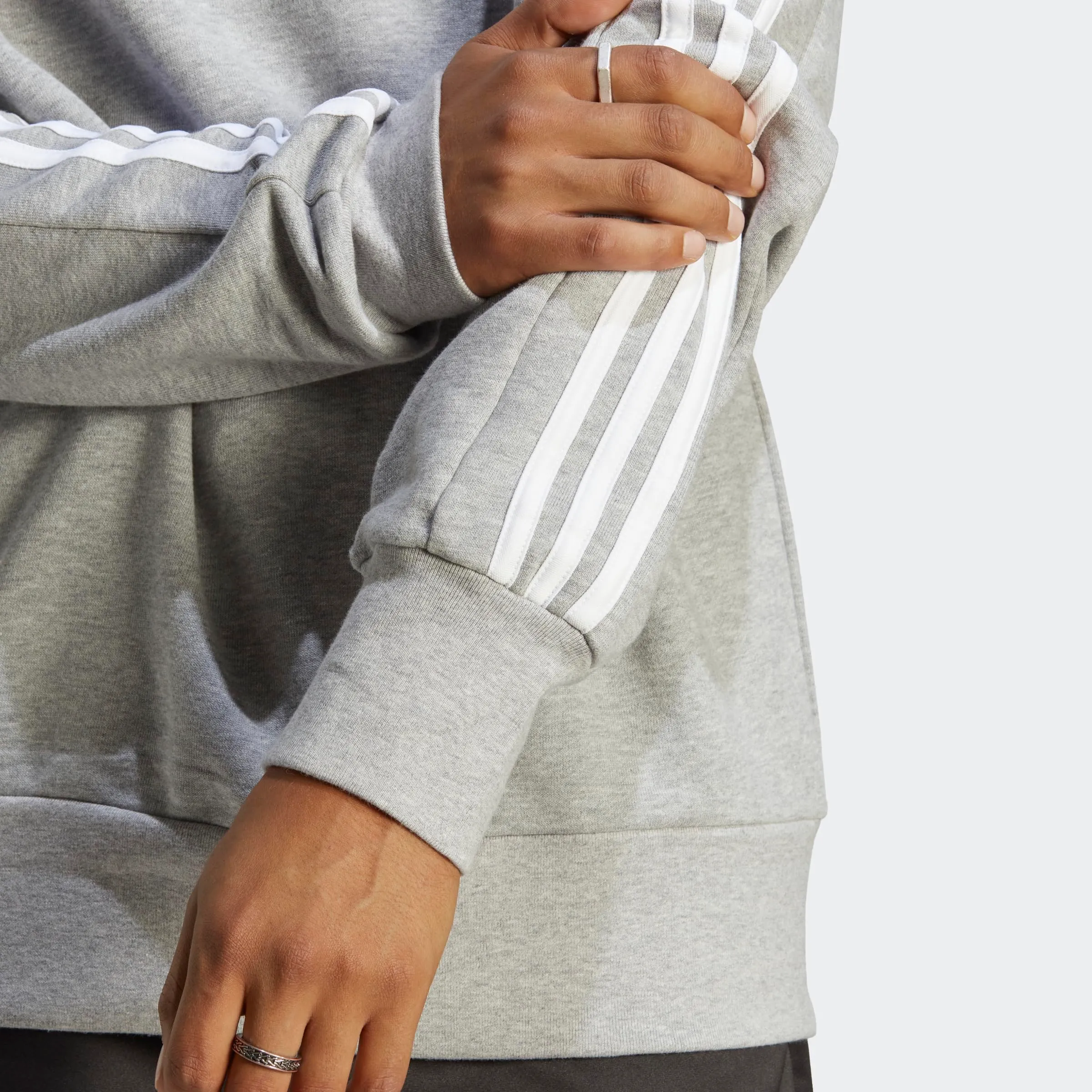 adidas Essentials French Terry 3-Stripes Sweatshirt - Medium Grey Heather, M - immagine 5
