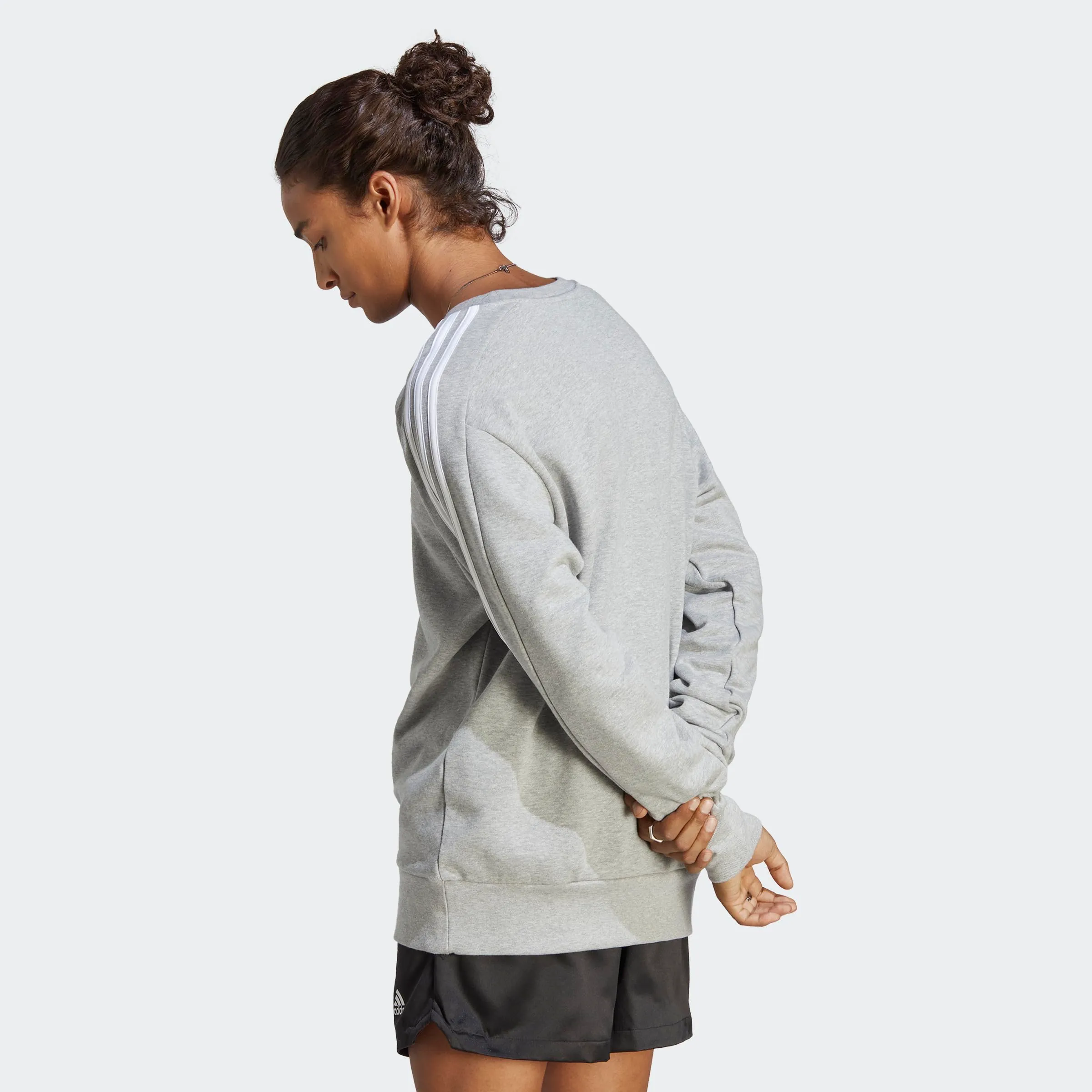 adidas Essentials French Terry 3-Stripes Sweatshirt - Medium Grey Heather, M - immagine 7