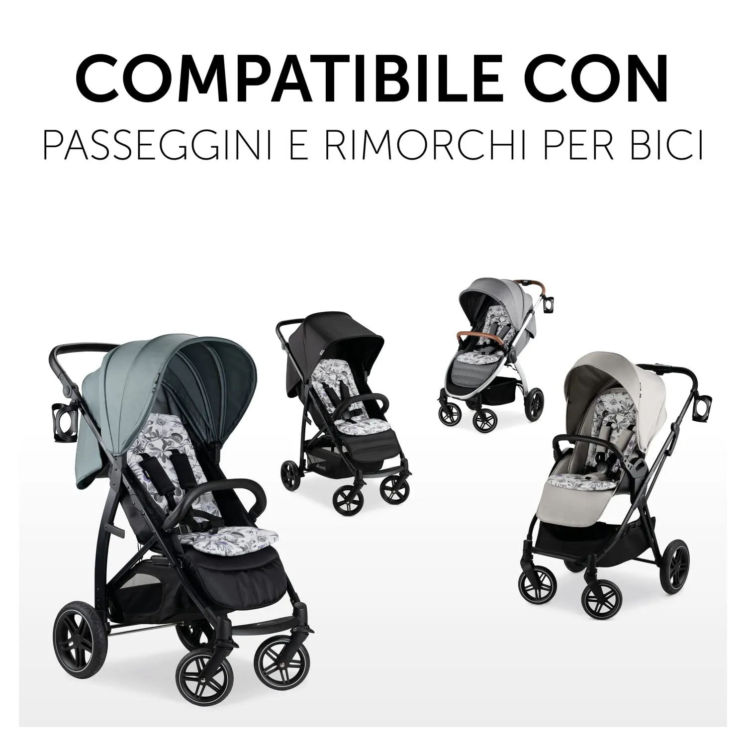 hauck Copriseduta Passeggino e Rimorchio Bici Universale, Fiori Grigio, 70x37x3 cm - immagine 2