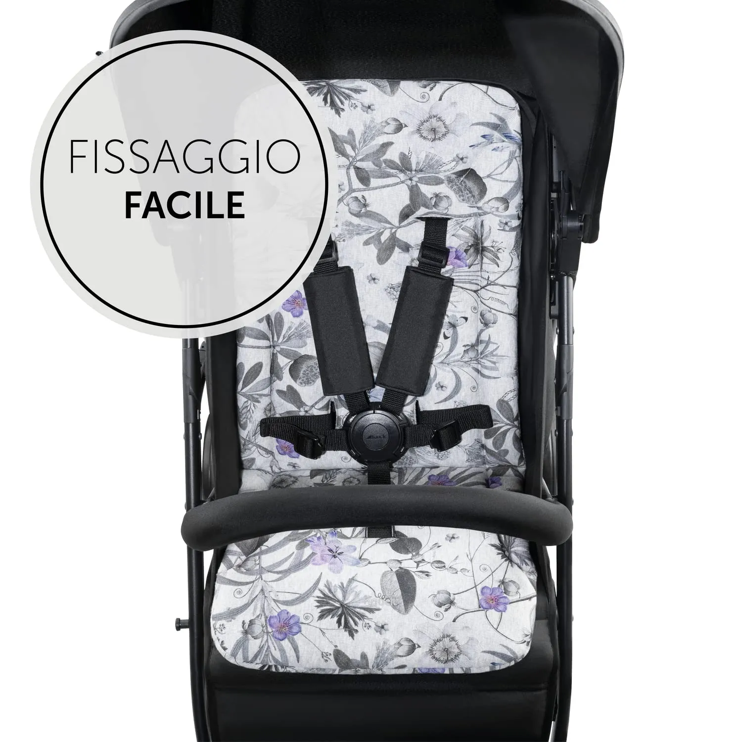 hauck Copriseduta Passeggino e Rimorchio Bici Universale, Fiori Grigio, 70x37x3 cm - immagine 3