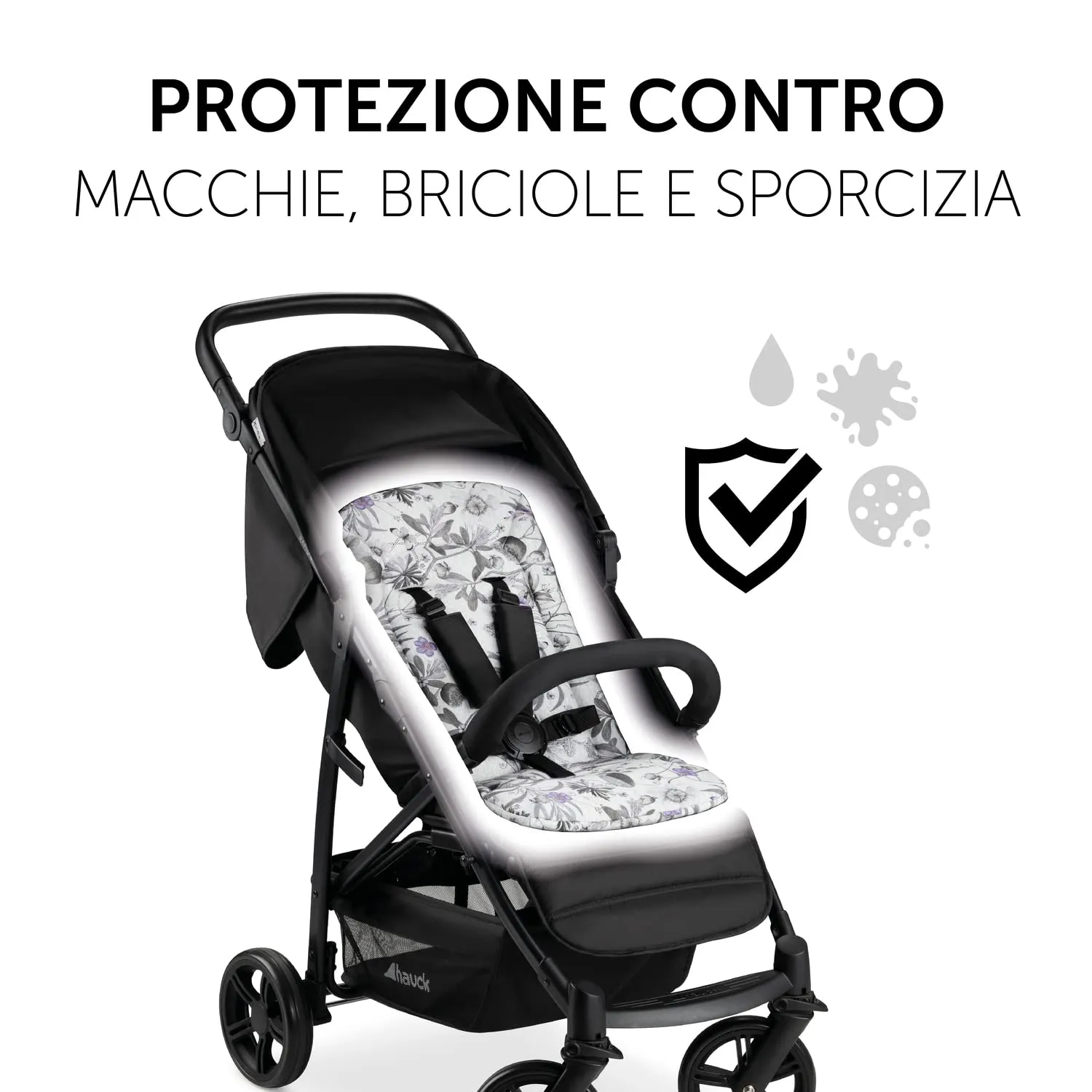 hauck Copriseduta Passeggino e Rimorchio Bici Universale, Fiori Grigio, 70x37x3 cm - immagine 6