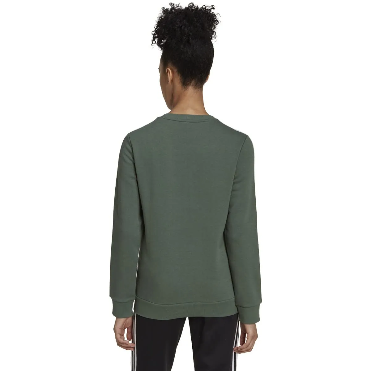 Adidas Felpa Donna Essentials in Pile a 3 Strisce, Verde Ossido/Bianco, L - immagine 2
