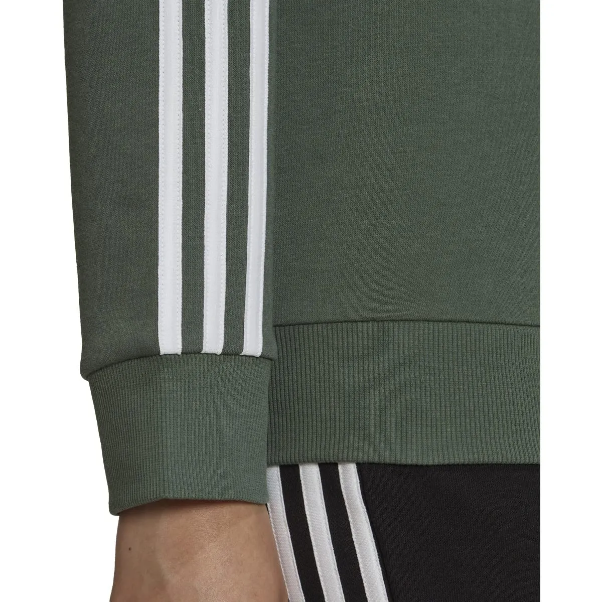 Adidas Felpa Donna Essentials in Pile a 3 Strisce, Verde Ossido/Bianco, L - immagine 5