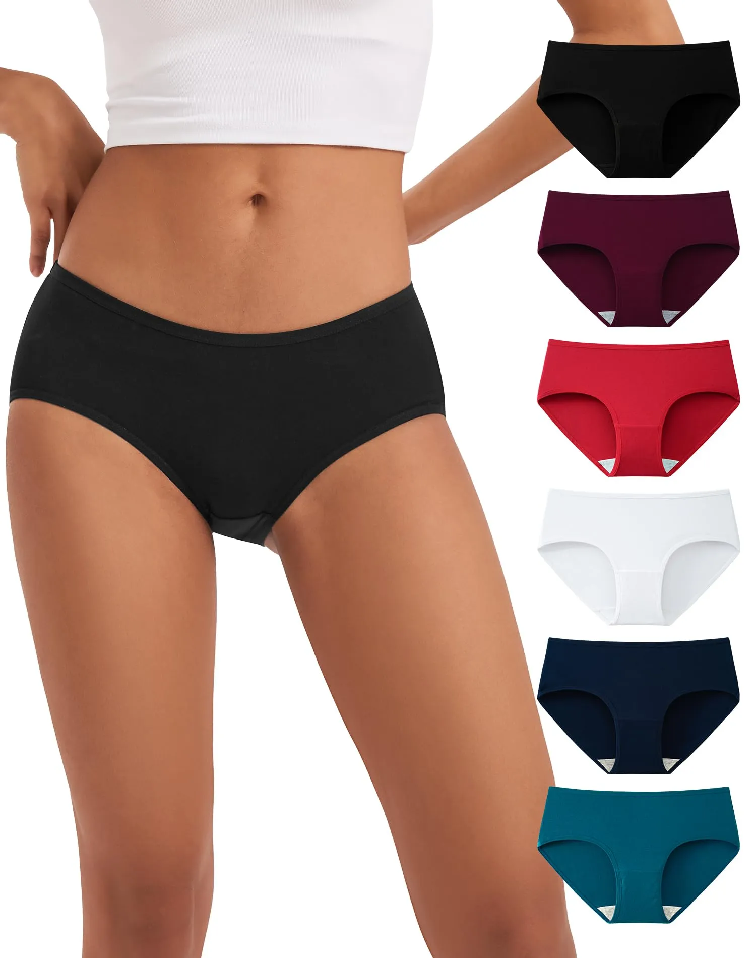 INNERSY Mutande Donna Cotone Elasticizzato Slip Vita Media, Pacco da 6 (XS, Classico Multicolore) - immagine 1