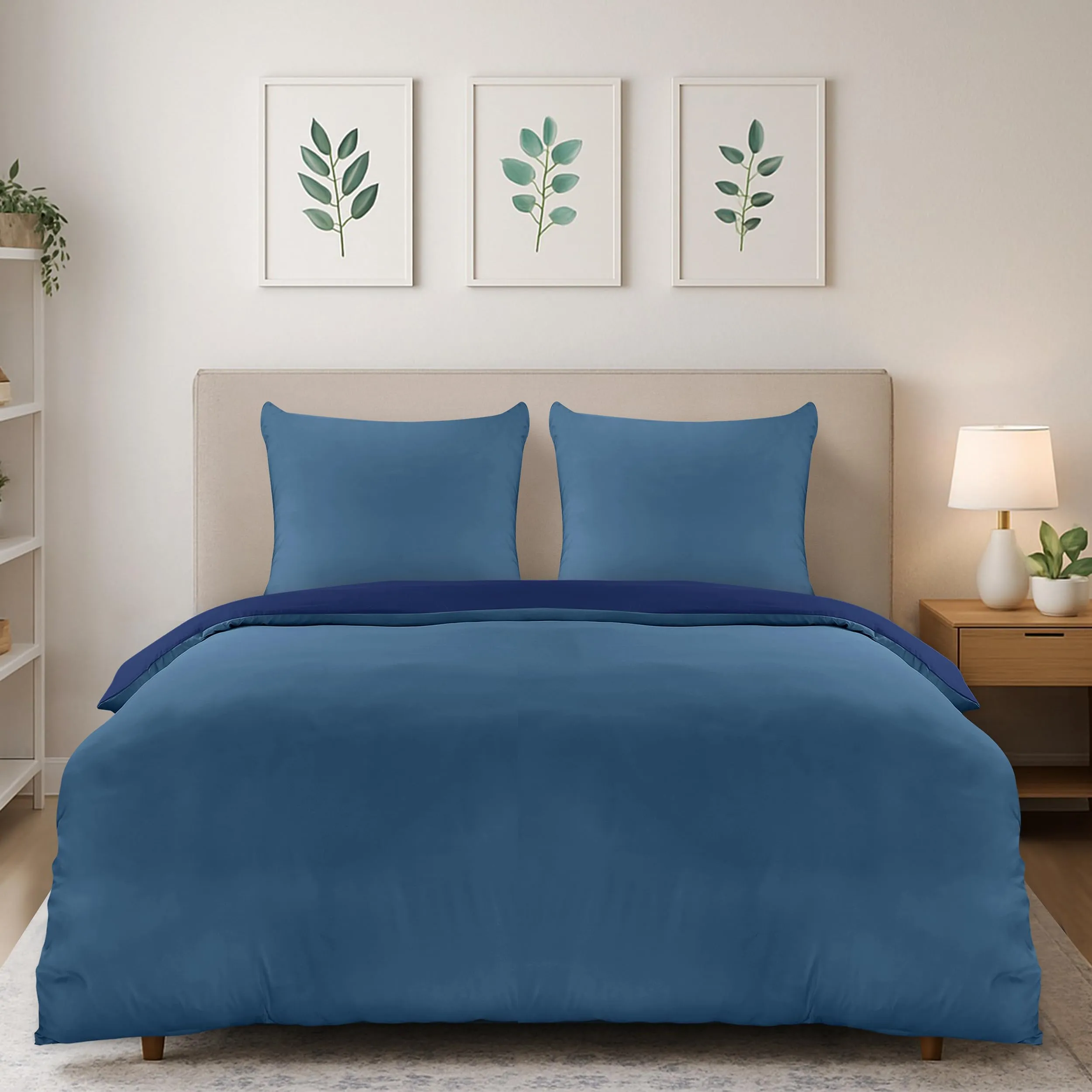 Utopia Bedding Set Copripiumino 200x200 cm e 2 Federe 80x80 cm, Blu Navy/Azzurro - immagine 1