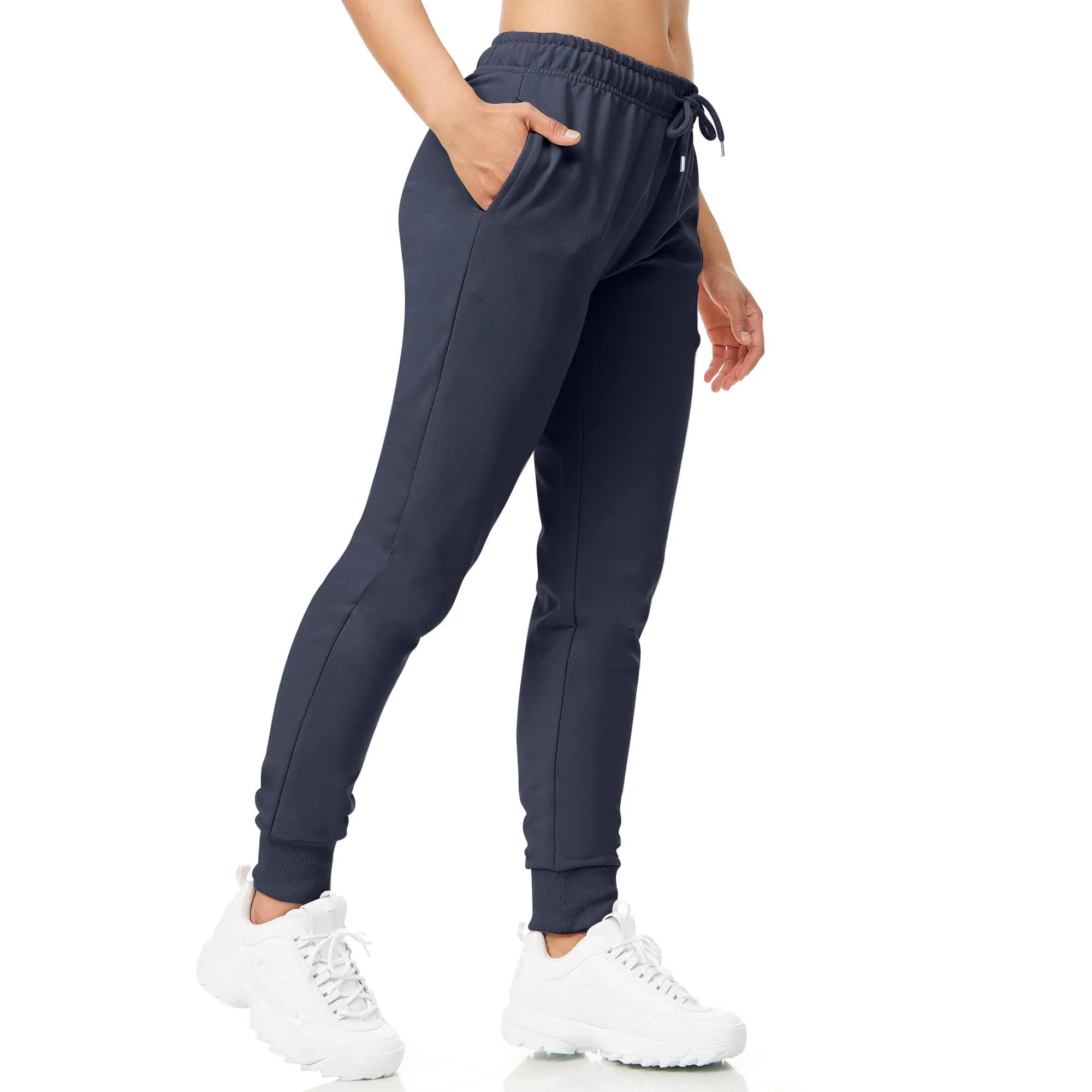 ROSS CAMP Jogging Donna in Cotone, Pantaloni Sportivi Lunghi, Blu Navy - immagine 3