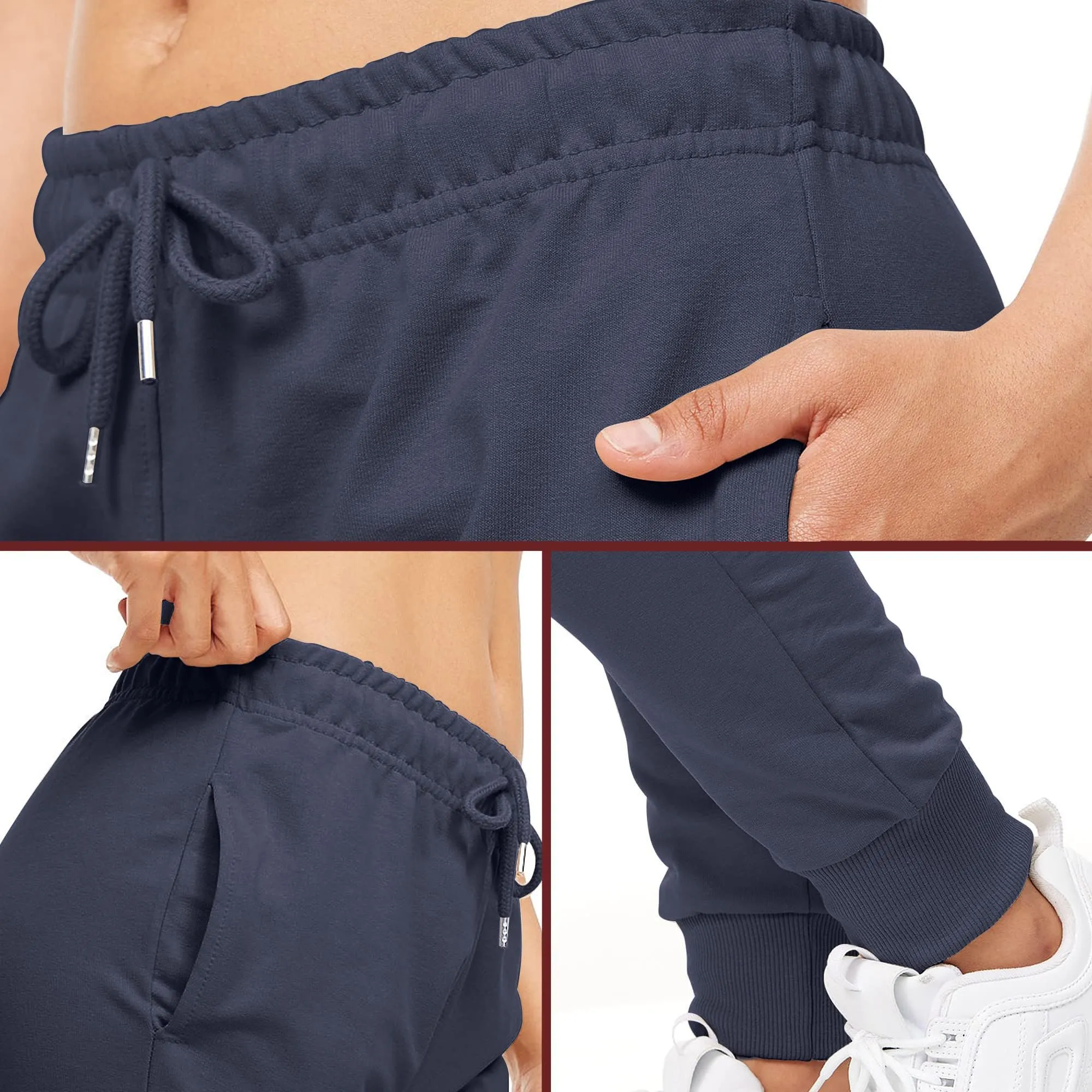 ROSS CAMP Jogging Donna in Cotone, Pantaloni Sportivi Lunghi, Blu Navy - immagine 6