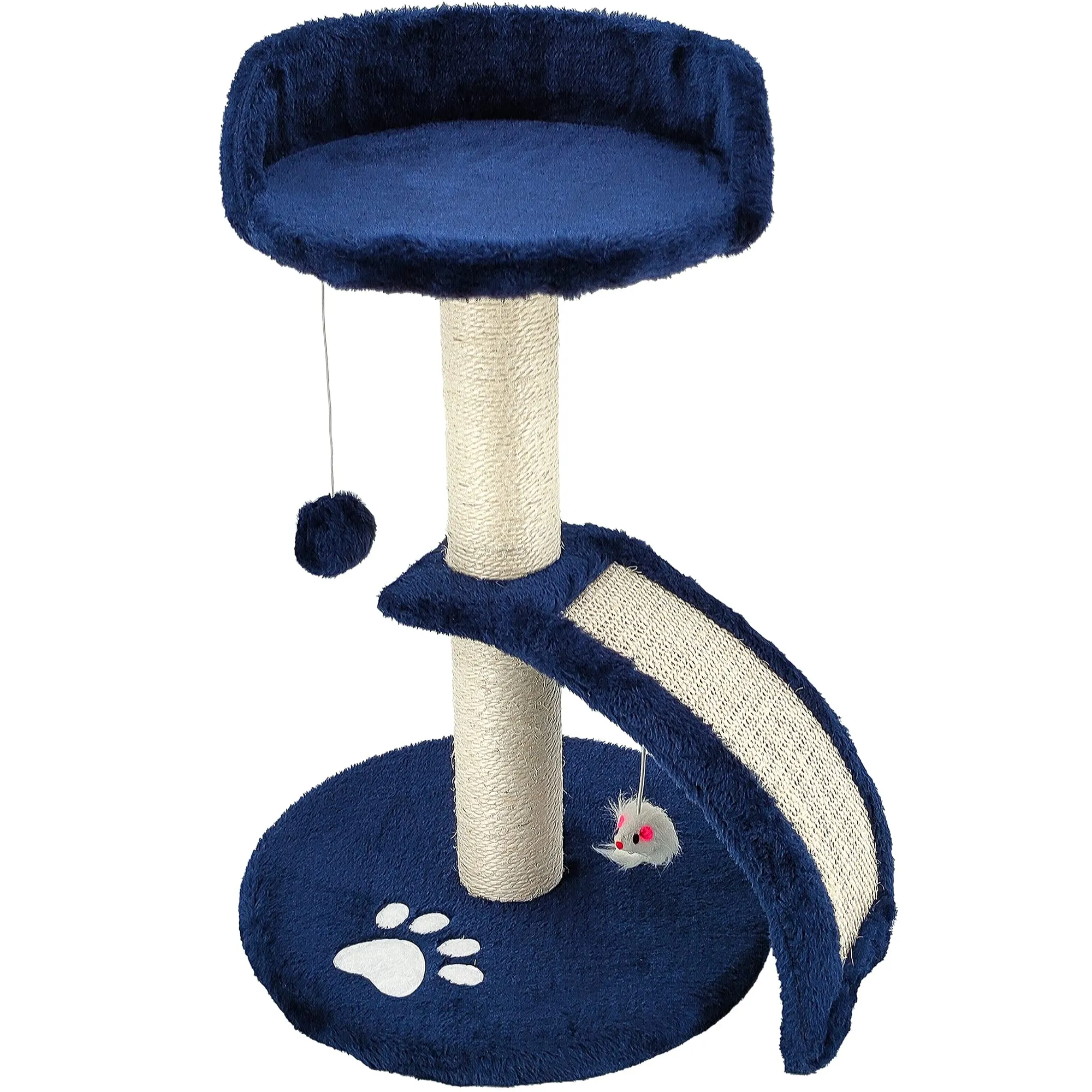 Beltom Tiragraffi per Gatti 54 cm con Corda Sisal e Cuccia - Blu - immagine 6