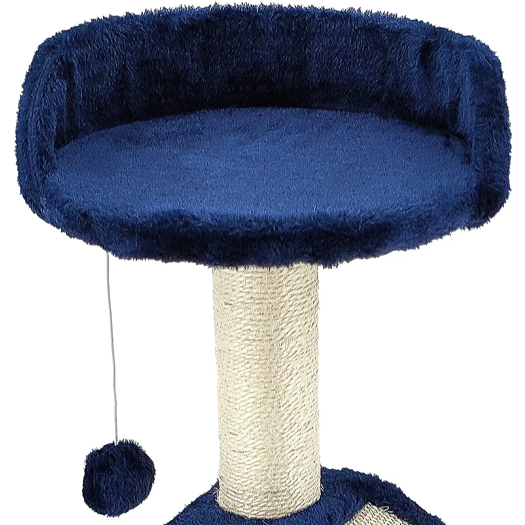 Beltom Tiragraffi per Gatti 54 cm con Corda Sisal e Cuccia - Blu - immagine 7