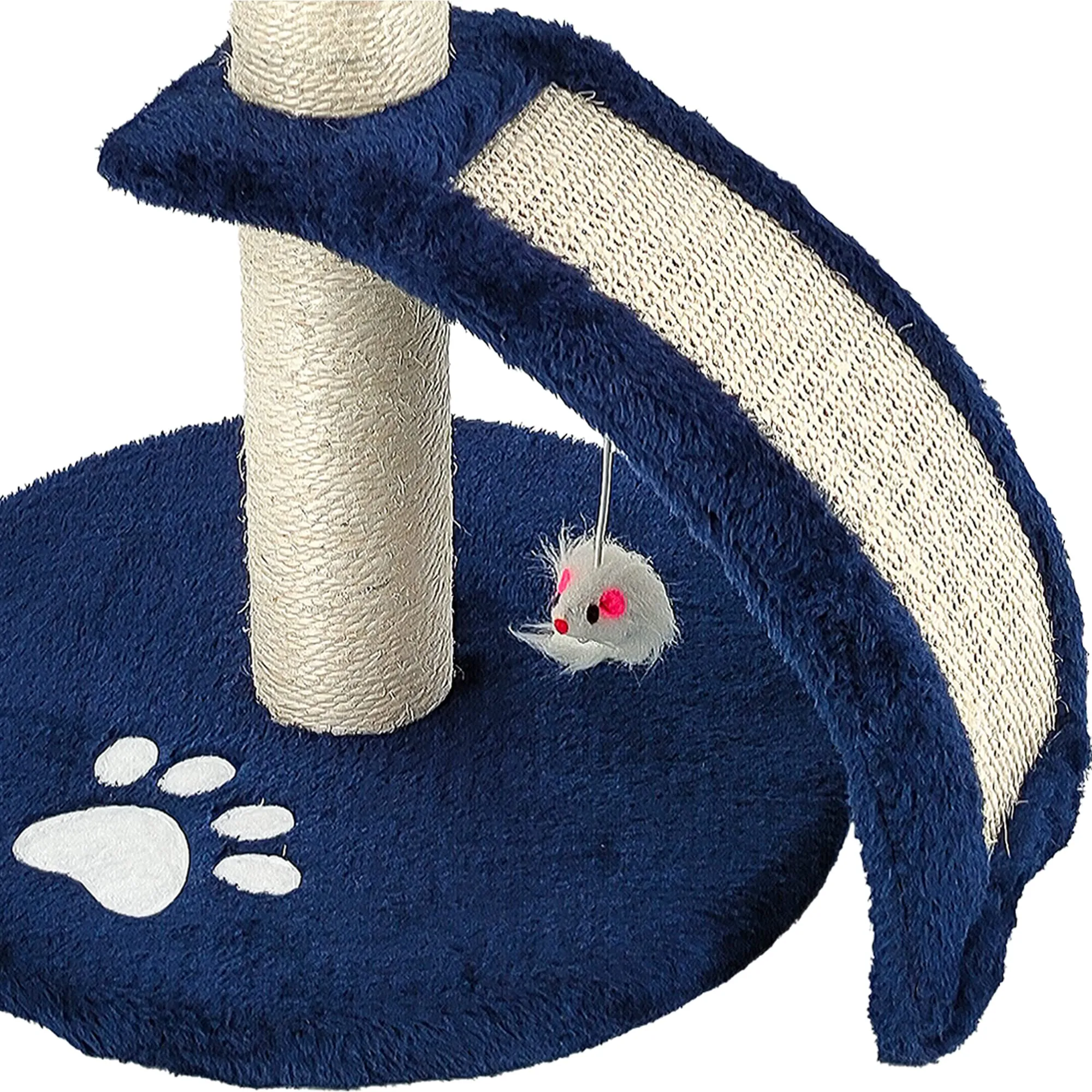 Beltom Tiragraffi per Gatti 54 cm con Corda Sisal e Cuccia - Blu - immagine 8
