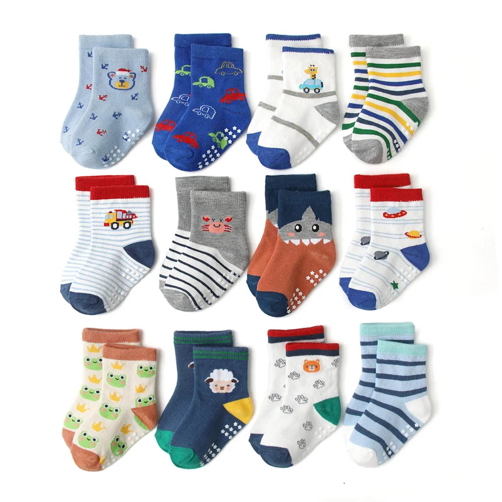 HaimoBurg Calze Antiscivolo in Cotone per Bambini 1-5 Anni, 12 Paia - immagine 1