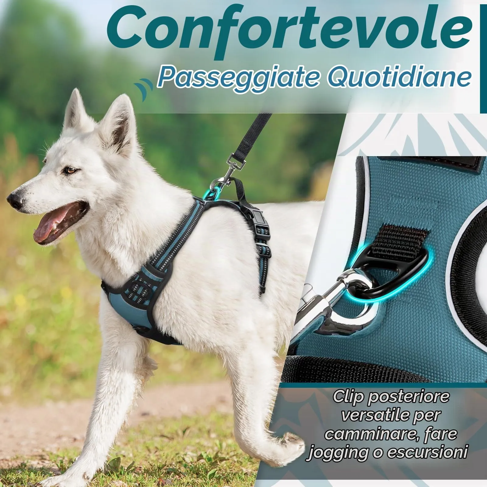 Eagloo Pettorina Cane ad H, Verde Scuro, Taglia S - immagine 4