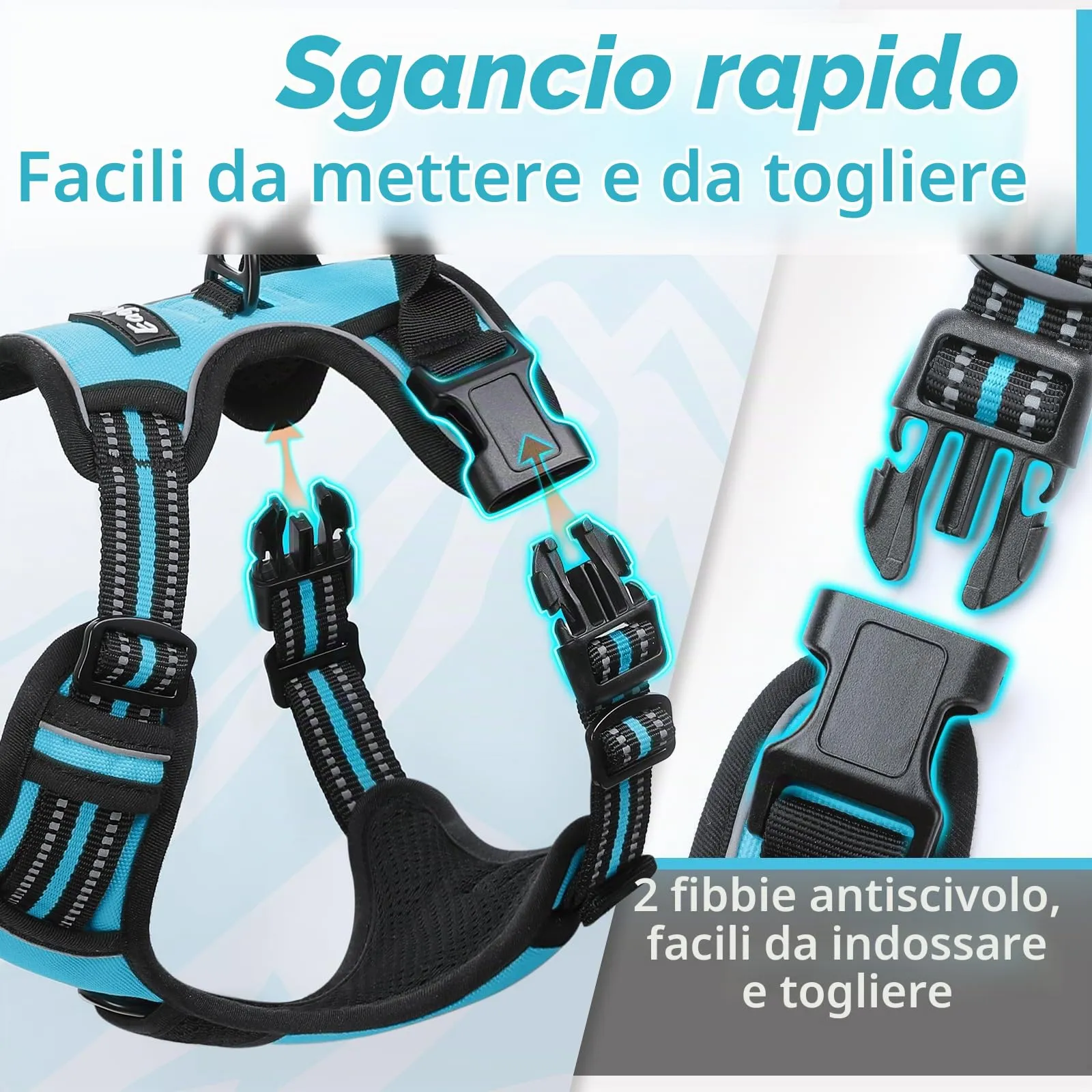 Eagloo Pettorina Cane Anti Tiro, Taglia M, Azzurro - immagine 6