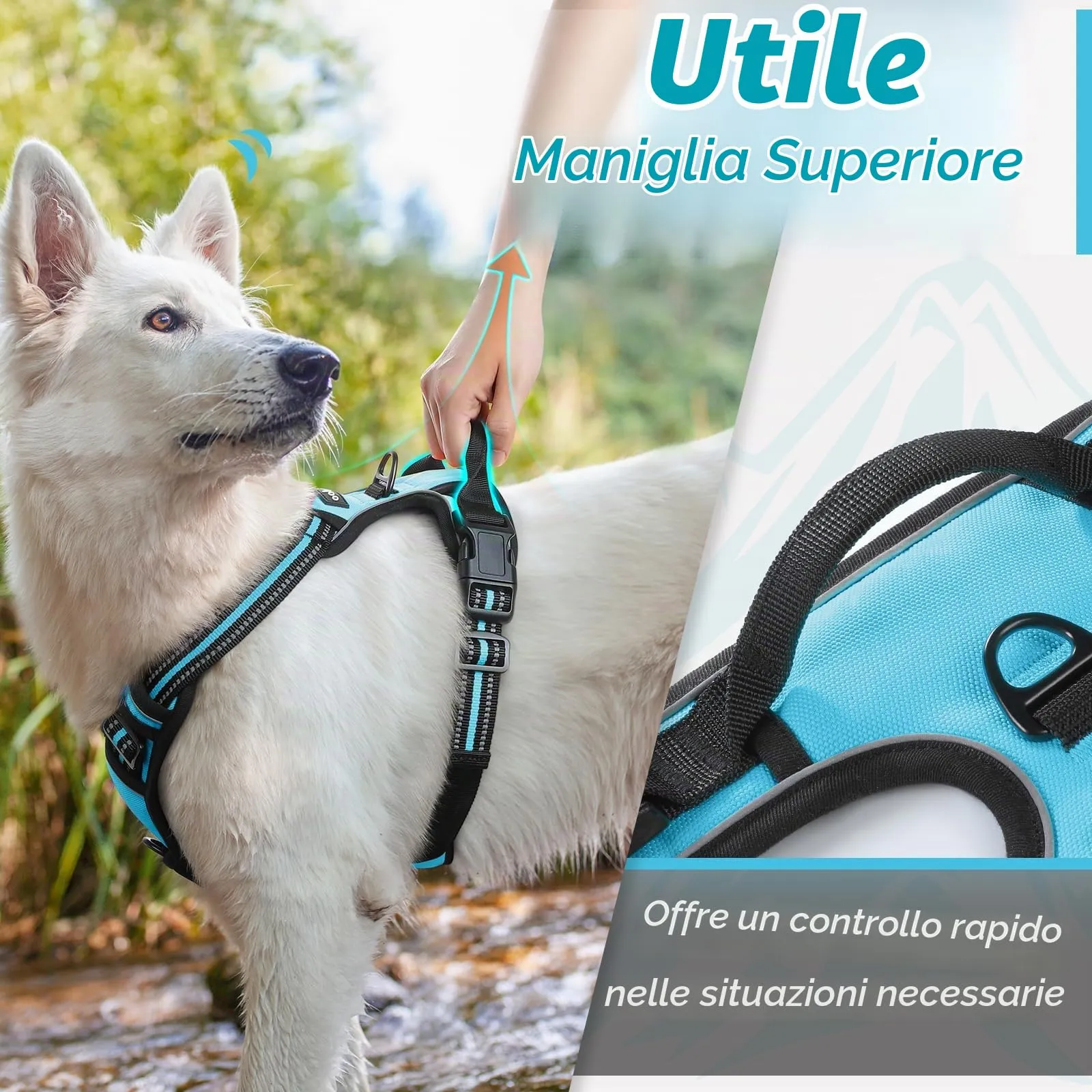 Eagloo Pettorina Cane ad H Anti Tiro, Azzurro, Taglia L - immagine 5
