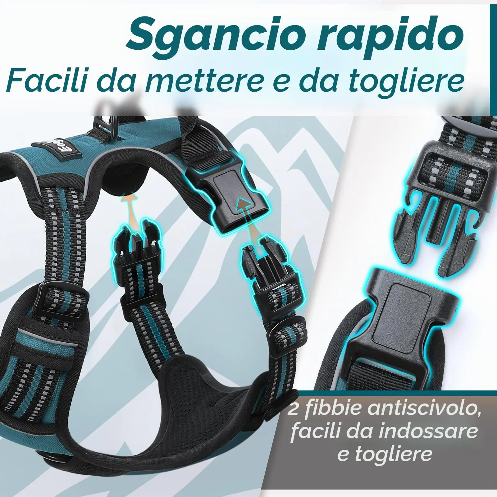 Eagloo Pettorina Cane ad H, Verde Scuro, Taglia XL - immagine 6