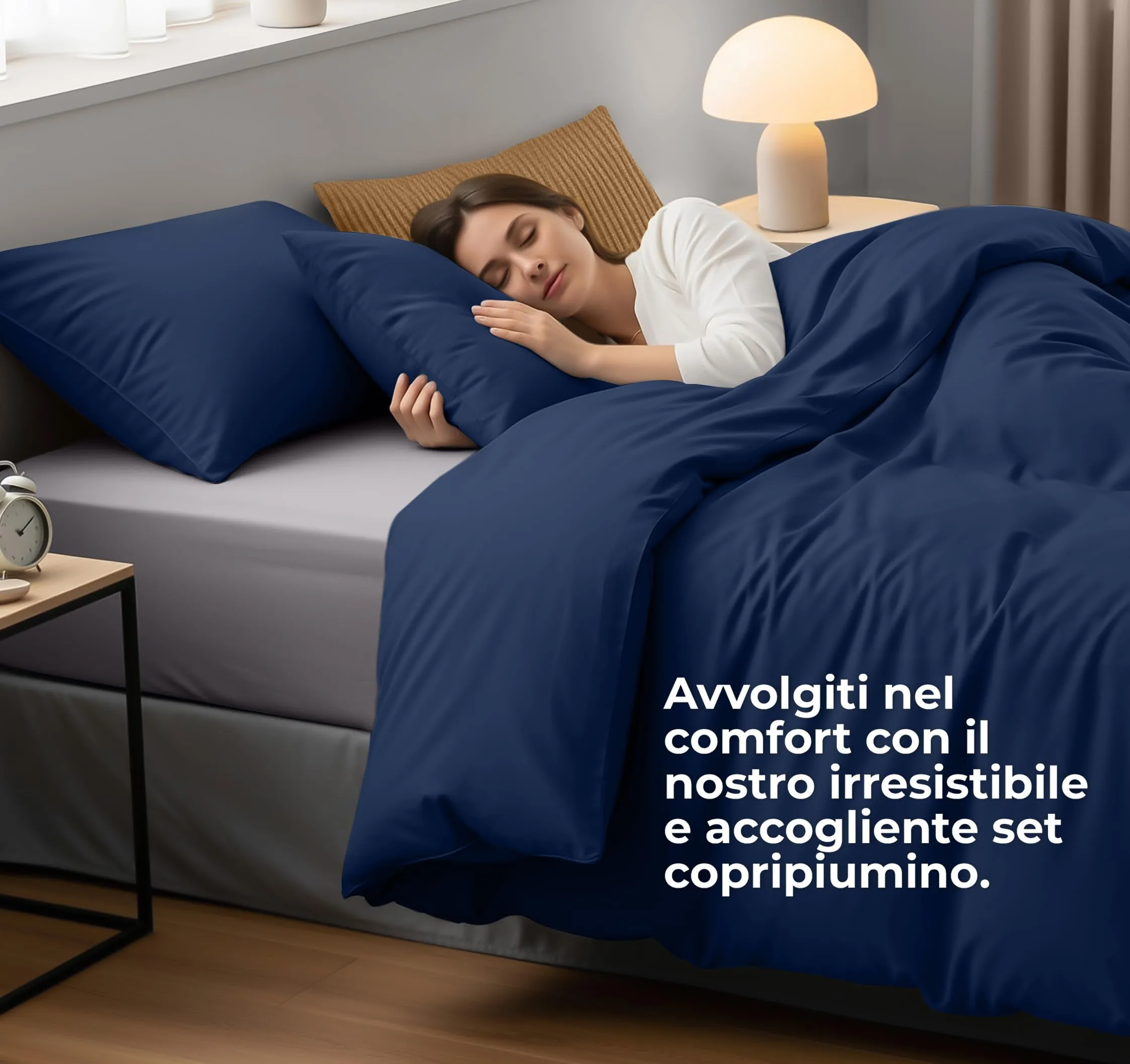 Utopia Bedding Set Copripiumino Singolo 135x200 cm e Federa 50x75 cm, Blu Navy - immagine 3