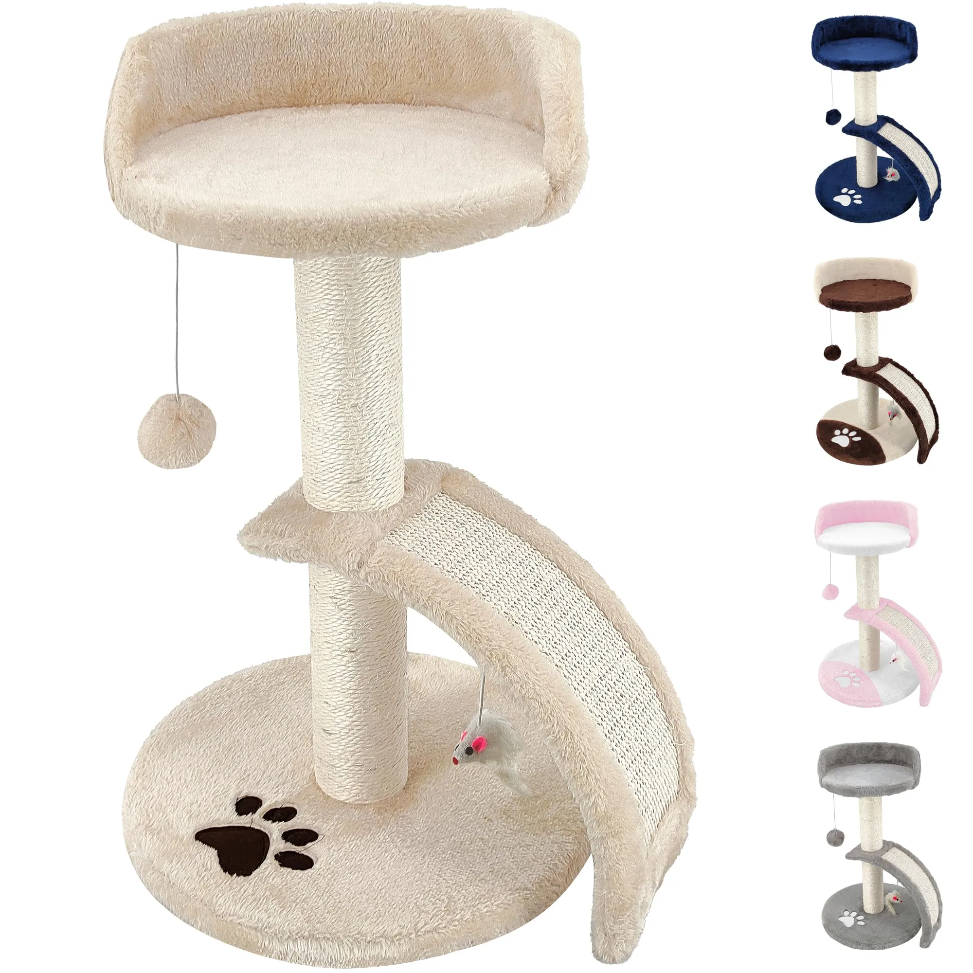 Beltom Tiragraffi per Gatti con Corda Sisal e Cuccia, 54 cm - Beige - immagine 1
