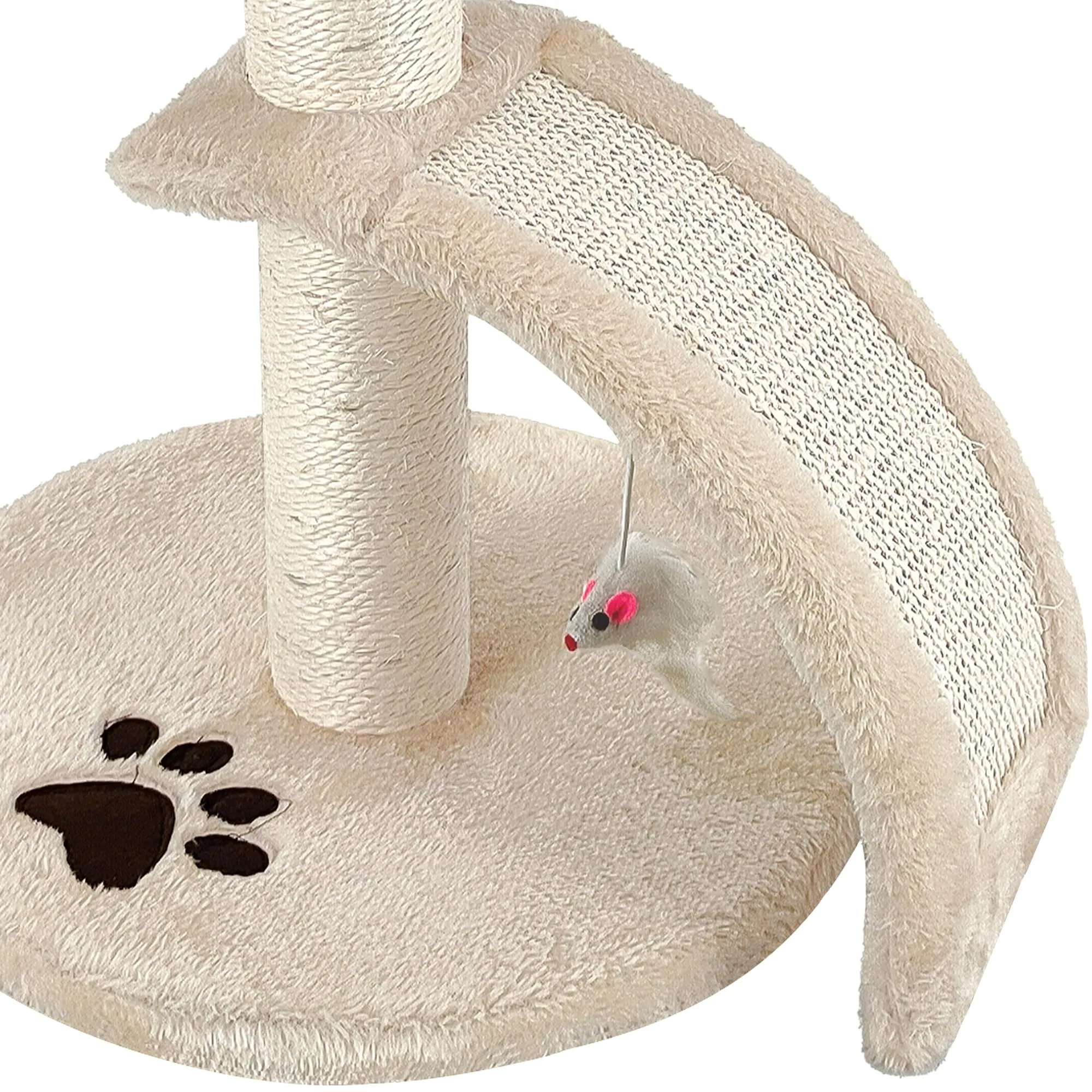 Beltom Tiragraffi per Gatti con Corda Sisal e Cuccia, 54 cm - Beige - immagine 6