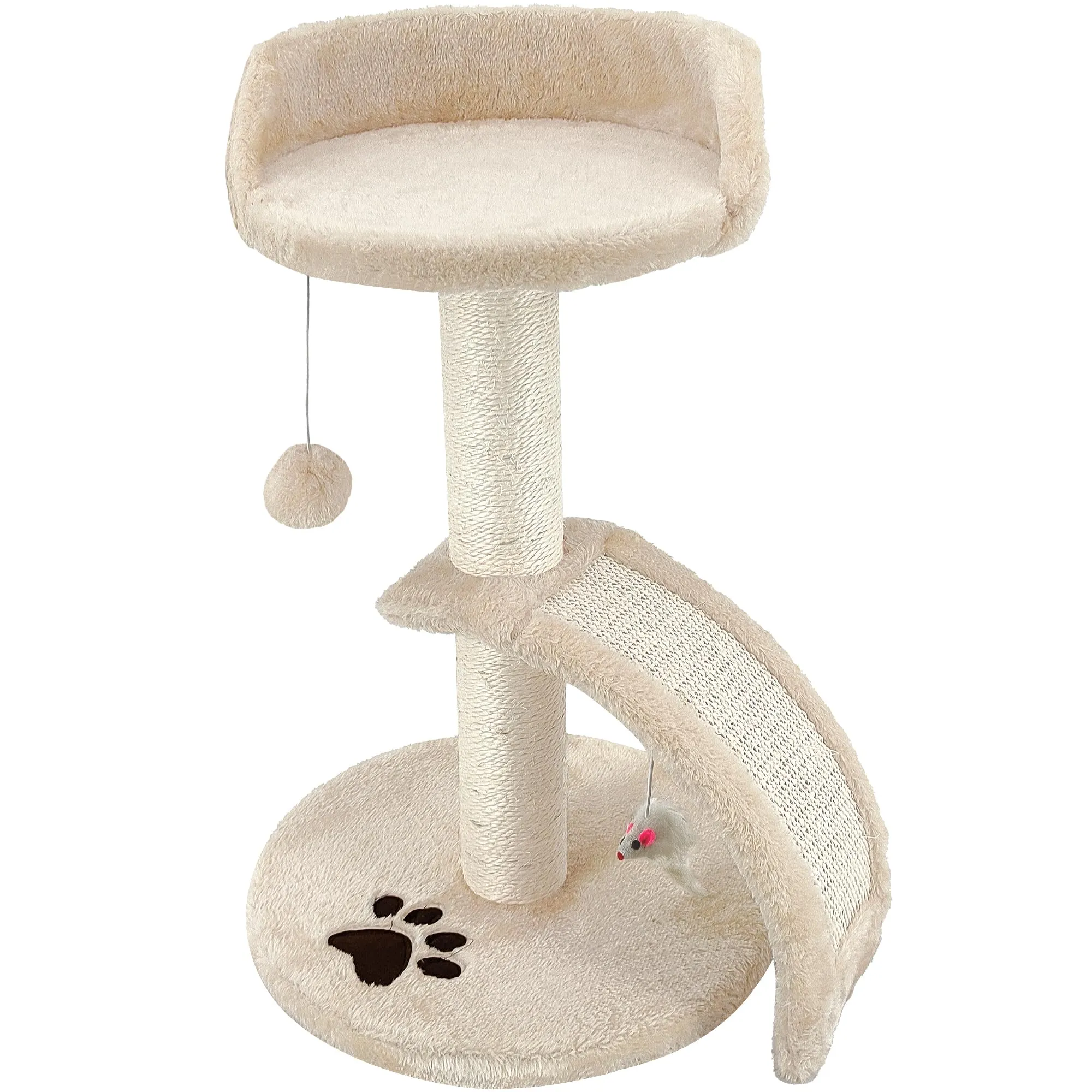 Beltom Tiragraffi per Gatti con Corda Sisal e Cuccia, 54 cm - Beige - immagine 8