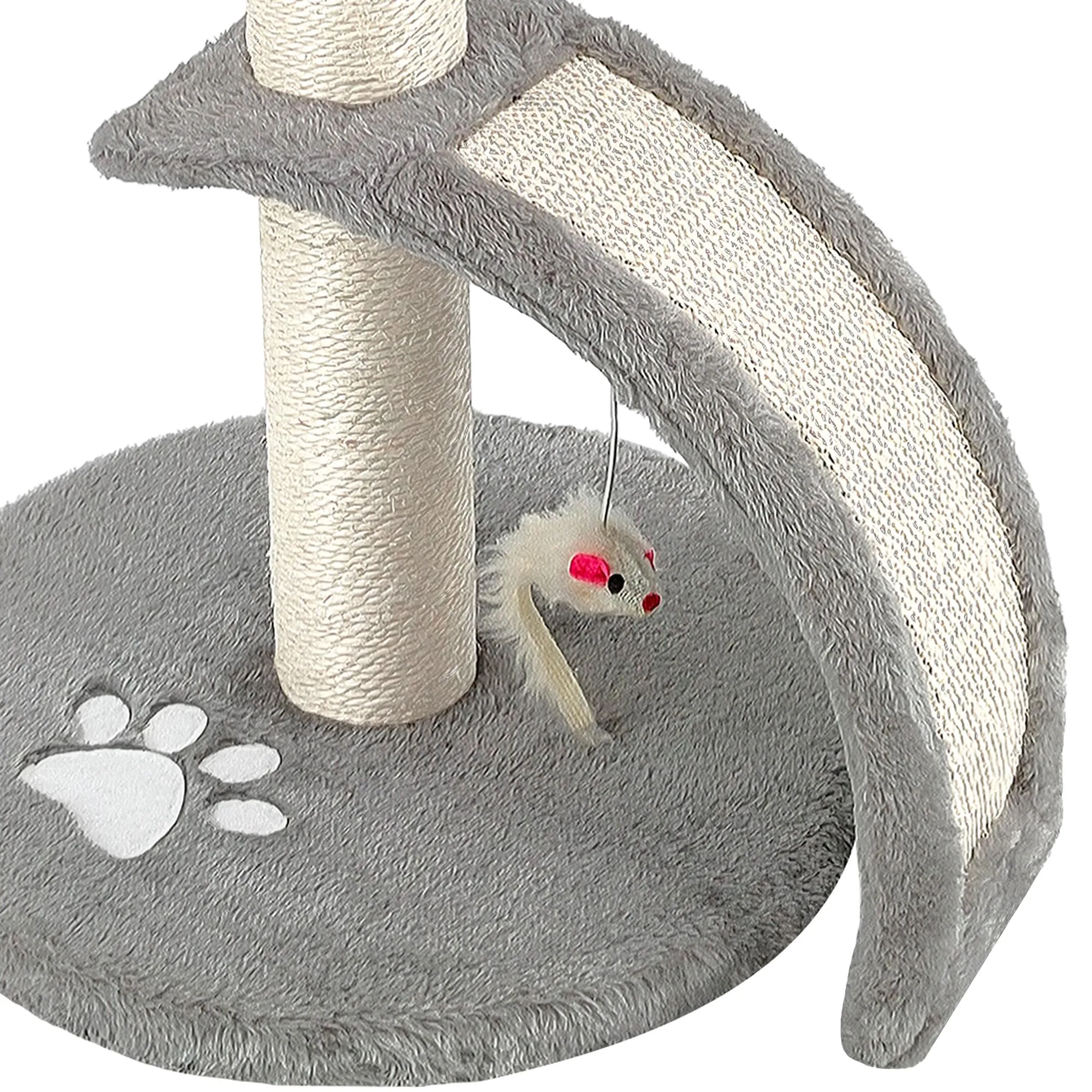 Beltom Tiragraffi per Gatti con Corda Sisal e Cuccia, 54 cm - Grigio - immagine 6