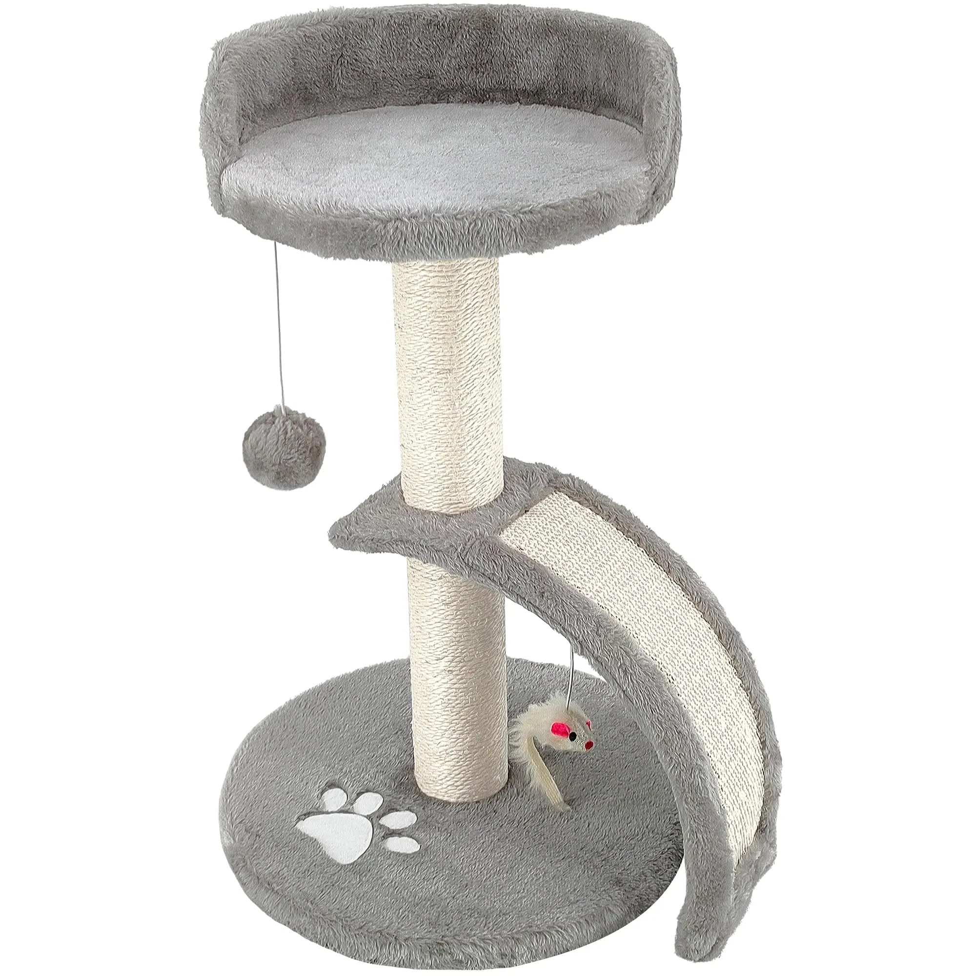 Beltom Tiragraffi per Gatti con Corda Sisal e Cuccia, 54 cm - Grigio - immagine 8