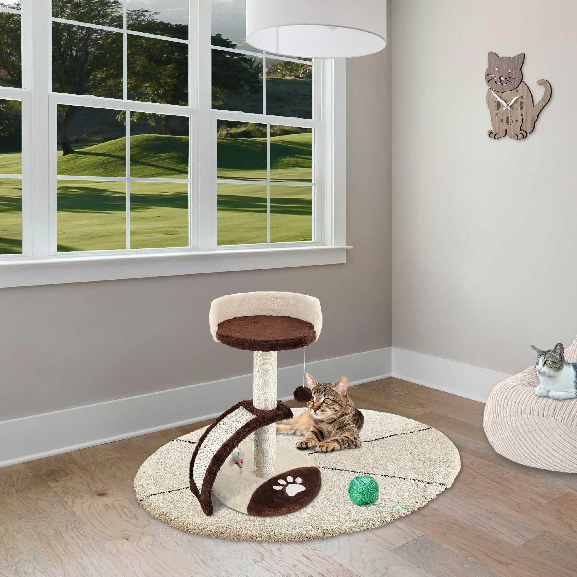 Beltom Tiragraffi per Gatti 54 cm con Corda Sisal e Cuccia, Marrone-Beige - immagine 4