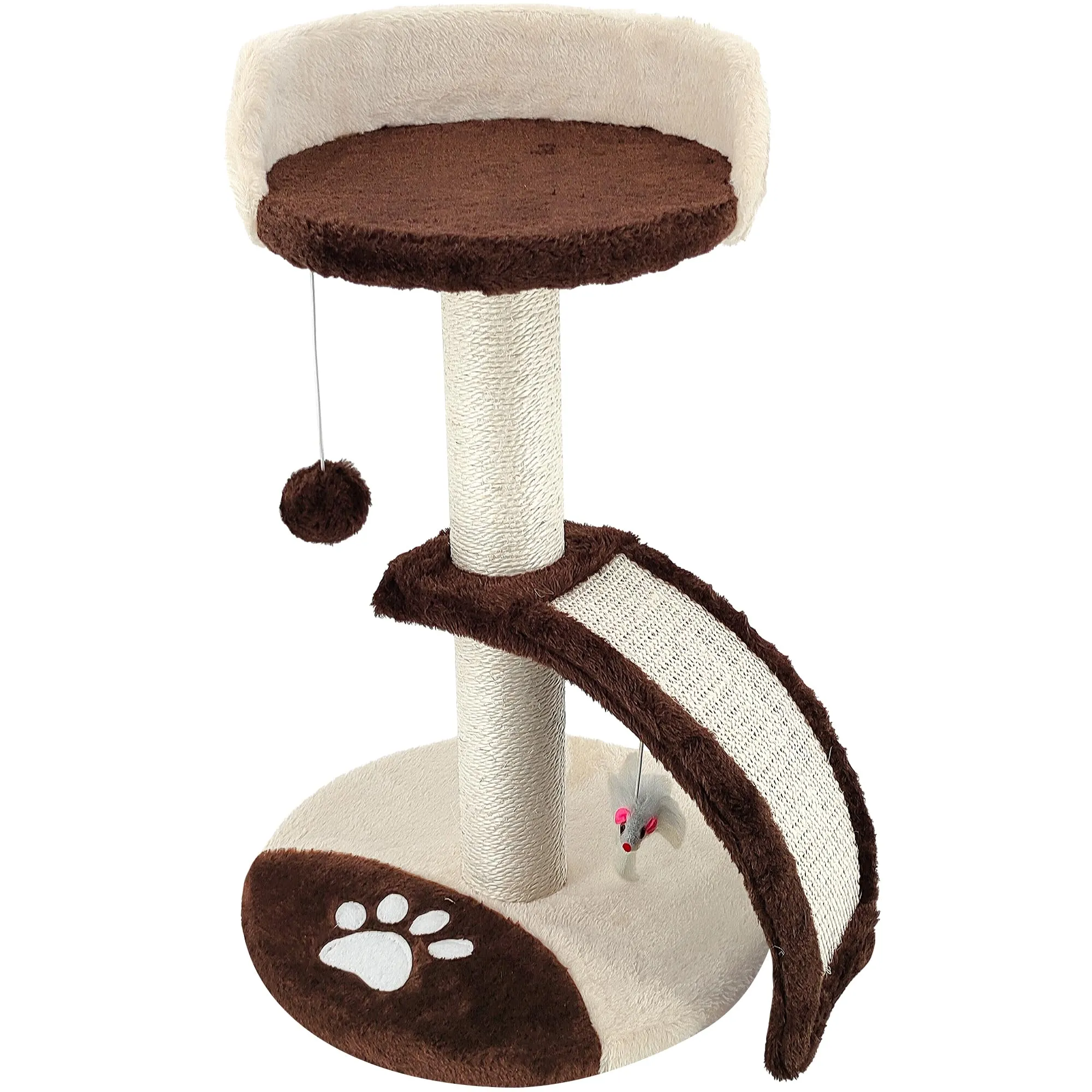 Beltom Tiragraffi per Gatti 54 cm con Corda Sisal e Cuccia, Marrone-Beige - immagine 8