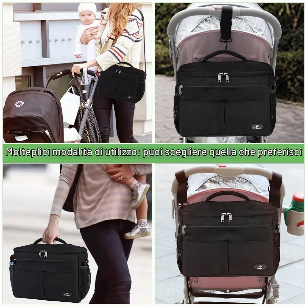 PHILORN Organizer per Passeggino con Portabevande Isolato e Tracolla, Nero - immagine 4