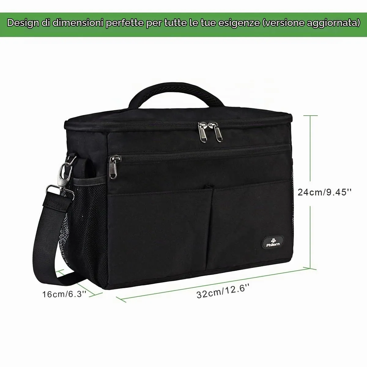 PHILORN Organizer per Passeggino con Portabevande Isolato e Tracolla, Nero - immagine 7